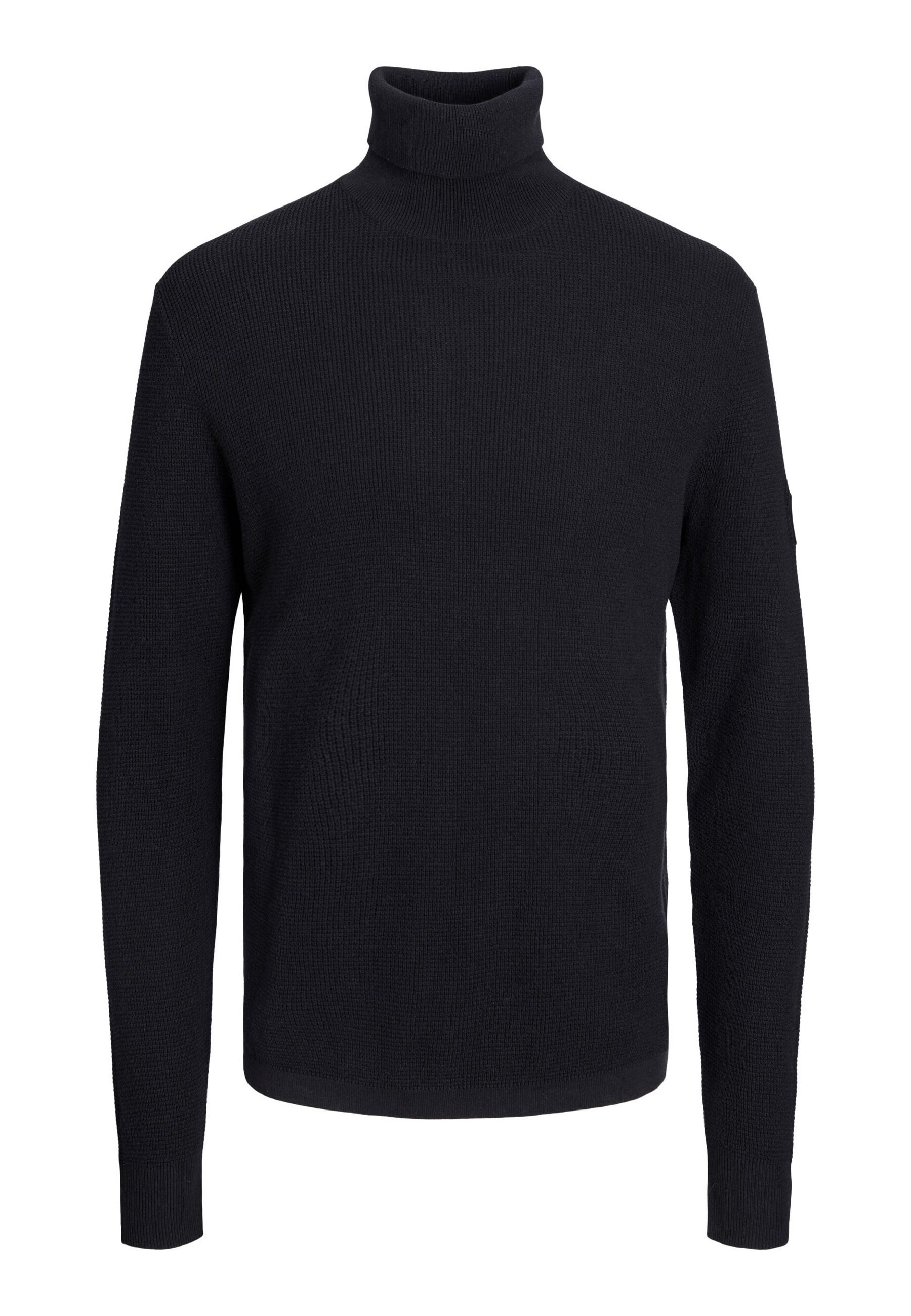 Jack & Jones Pullover Waffelstrickpullover mit Rollkragen und Logo-Aufn&auml;her 