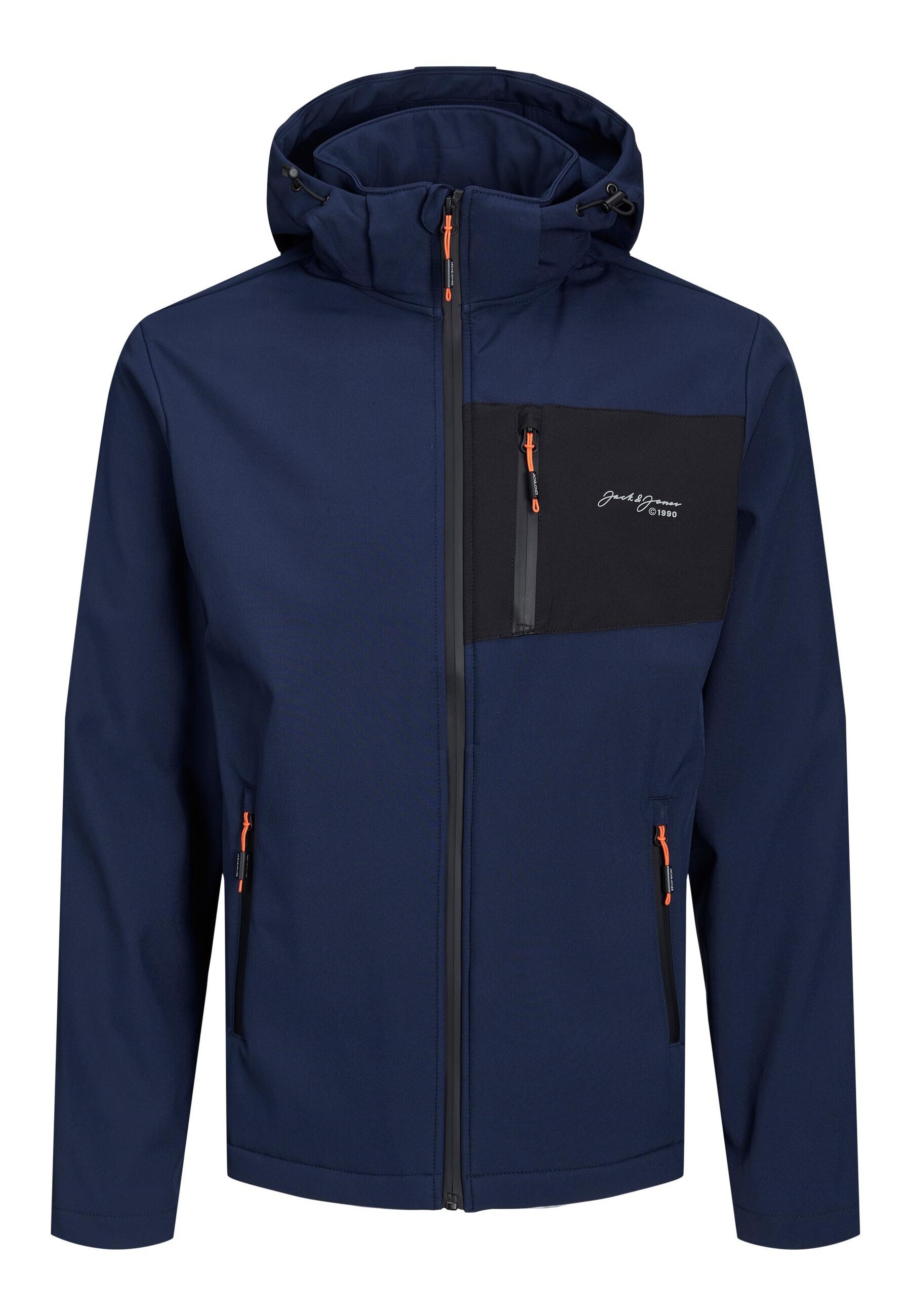 Jack & Jones Jacke Unifarbene Softshell-Jacke TYSON mit Kapuze und seitlichen Rei&szlig;verschlusstaschen 