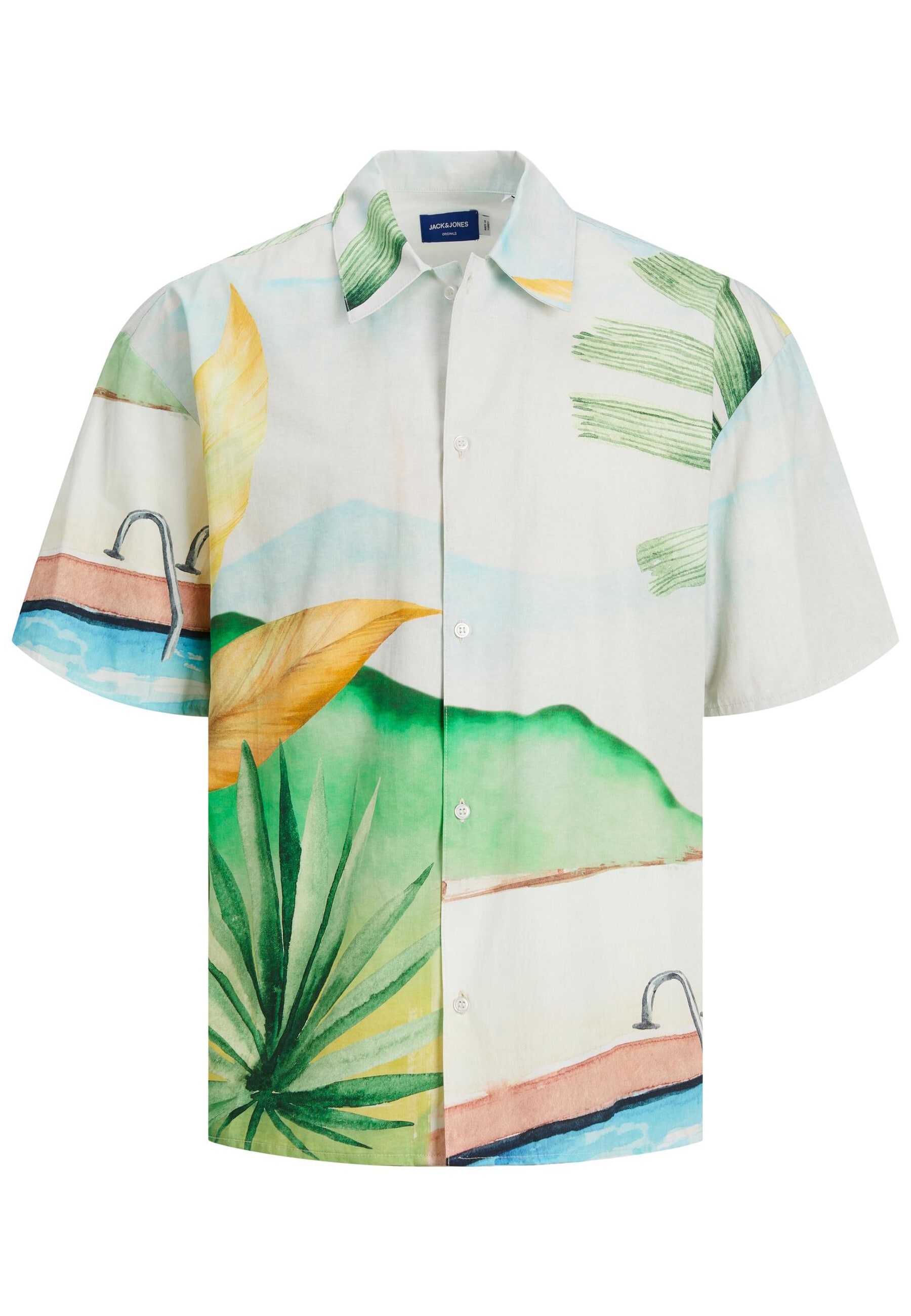 Jack & Jones Hemd Kurzarmhemd LANDSCAPE SHIRT mit Kentkragen, Knopfleiste und All-Over-Print 