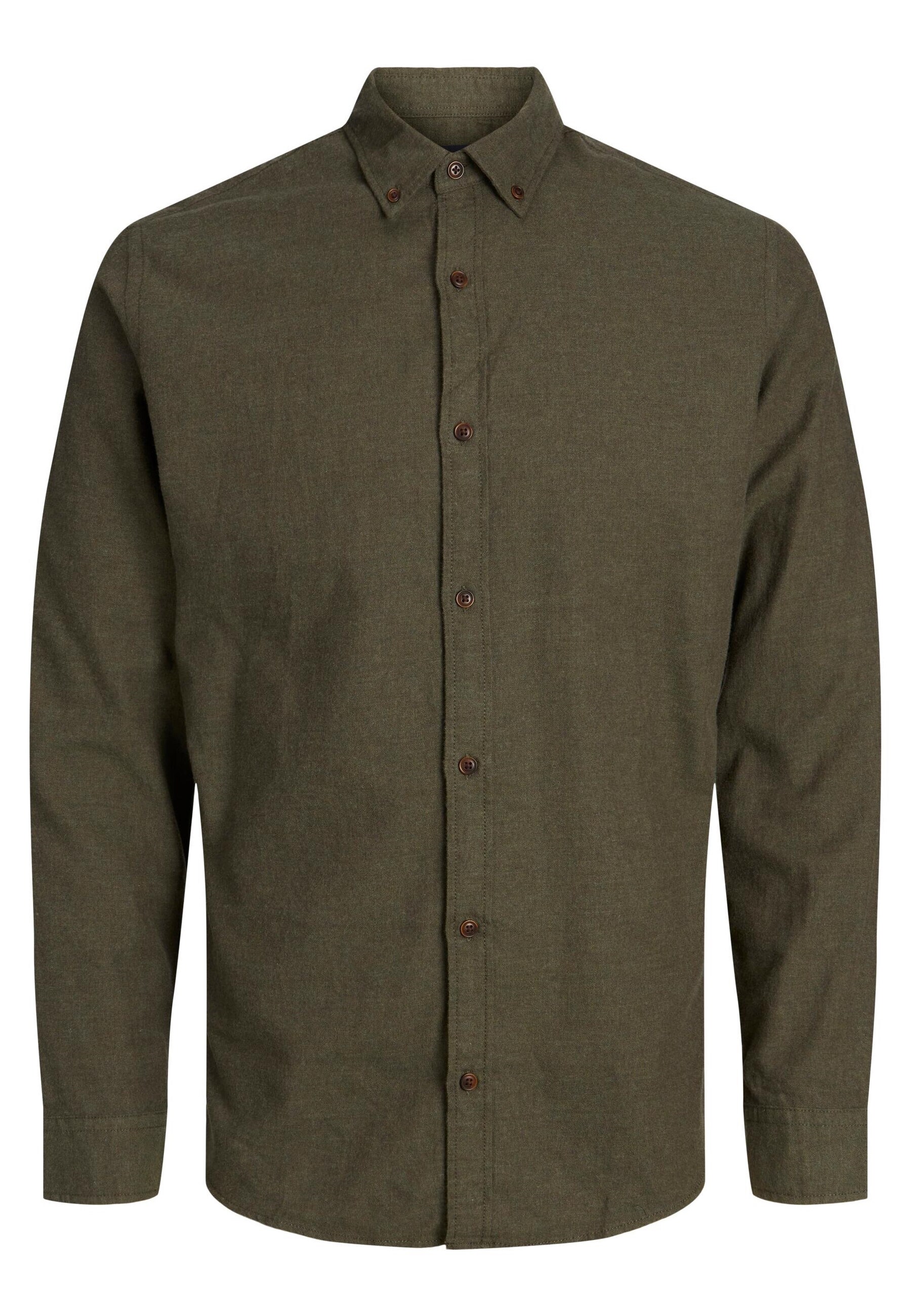 Jack & Jones Hemd Unifarbenes Langarmhemd JWHHEATHER SHIRT mit Button-Down Kragen in Slim-Fit 