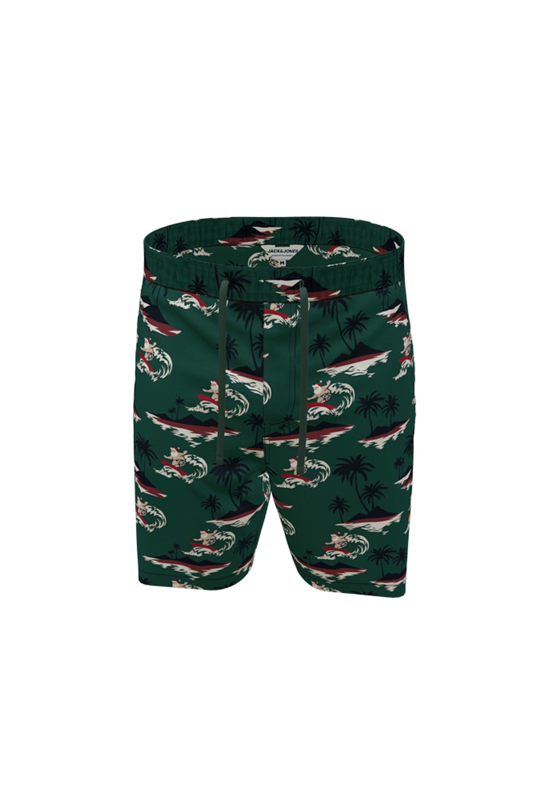 Jack & Jones Shorts Kurze Hose JPSTJEFF JJJOGGER SHORTS XMAS AKM mit Tunnelzug und Print-Motiv 