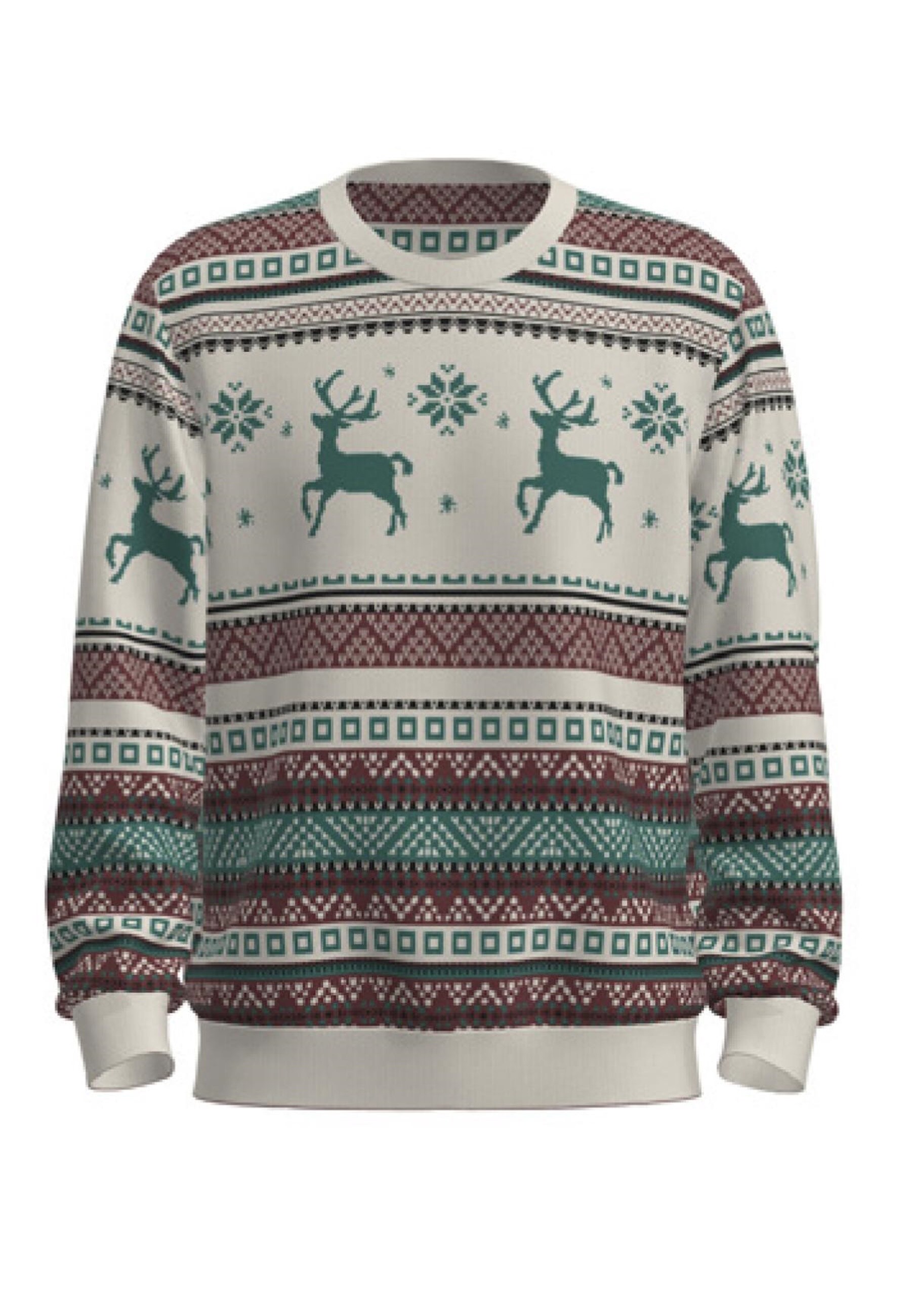 Jack & Jones Pullover XMAS SNOWBALL Strickpullover R-Neck 