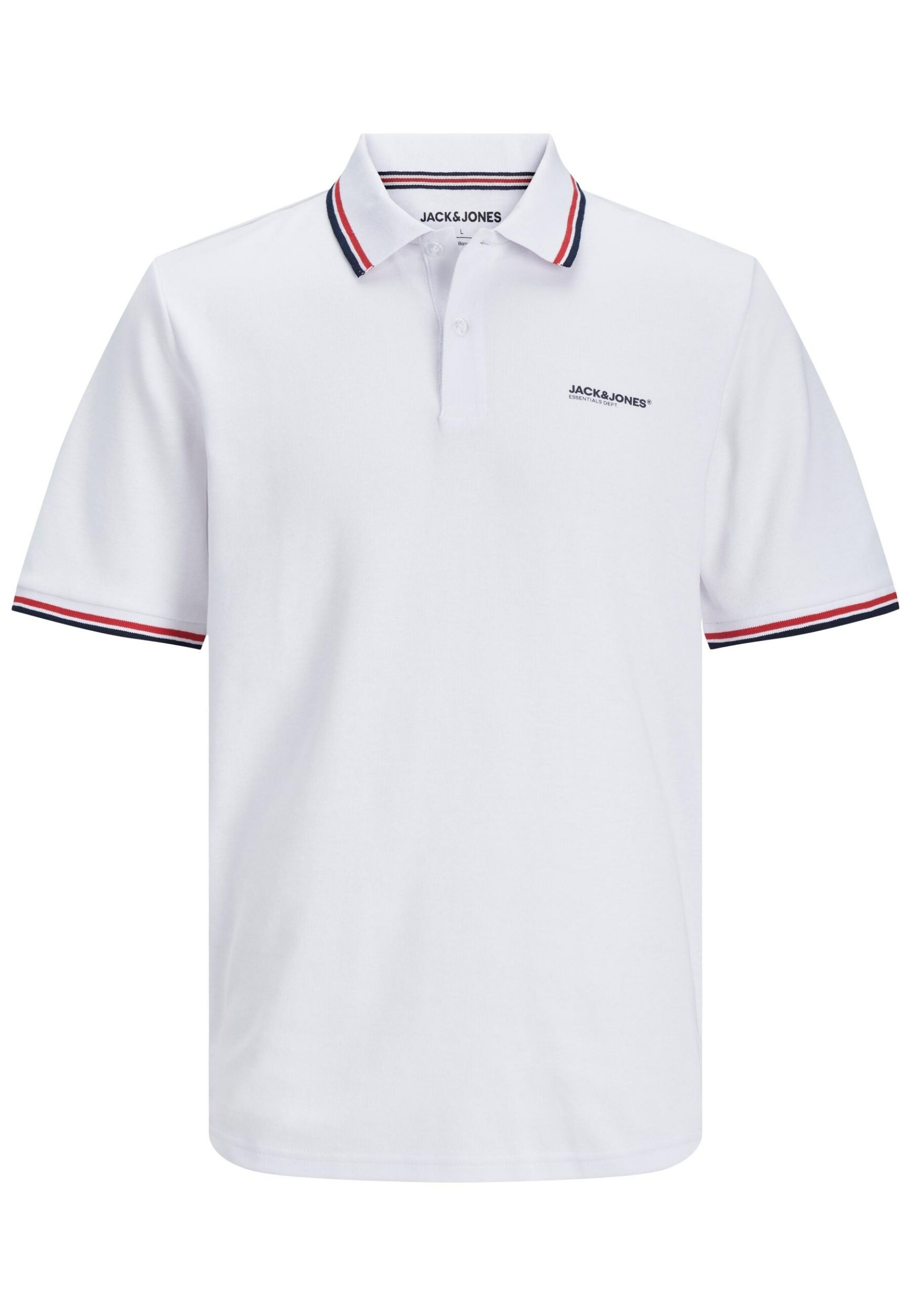 Jack & Jones Poloshirt CAMPA Polo Kurzarmshirt mit Kontraststreifen und Logo-Print 