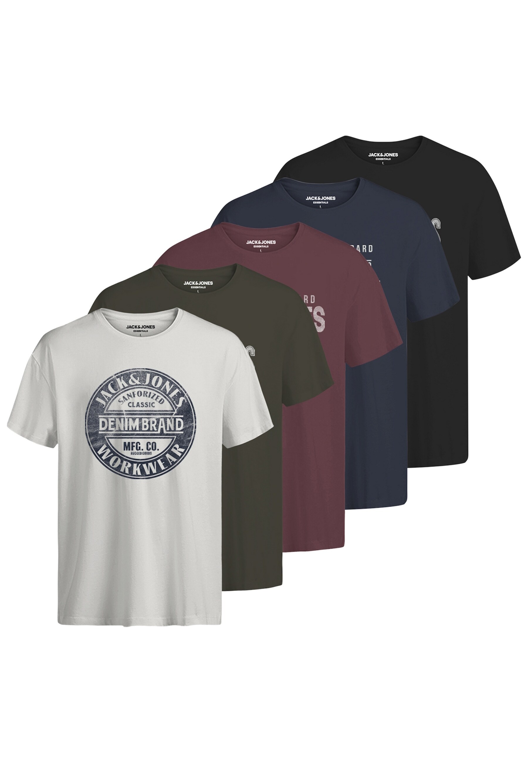 Jack & Jones T-Shirt Jeans Kurzarmshirt 5er pack 
