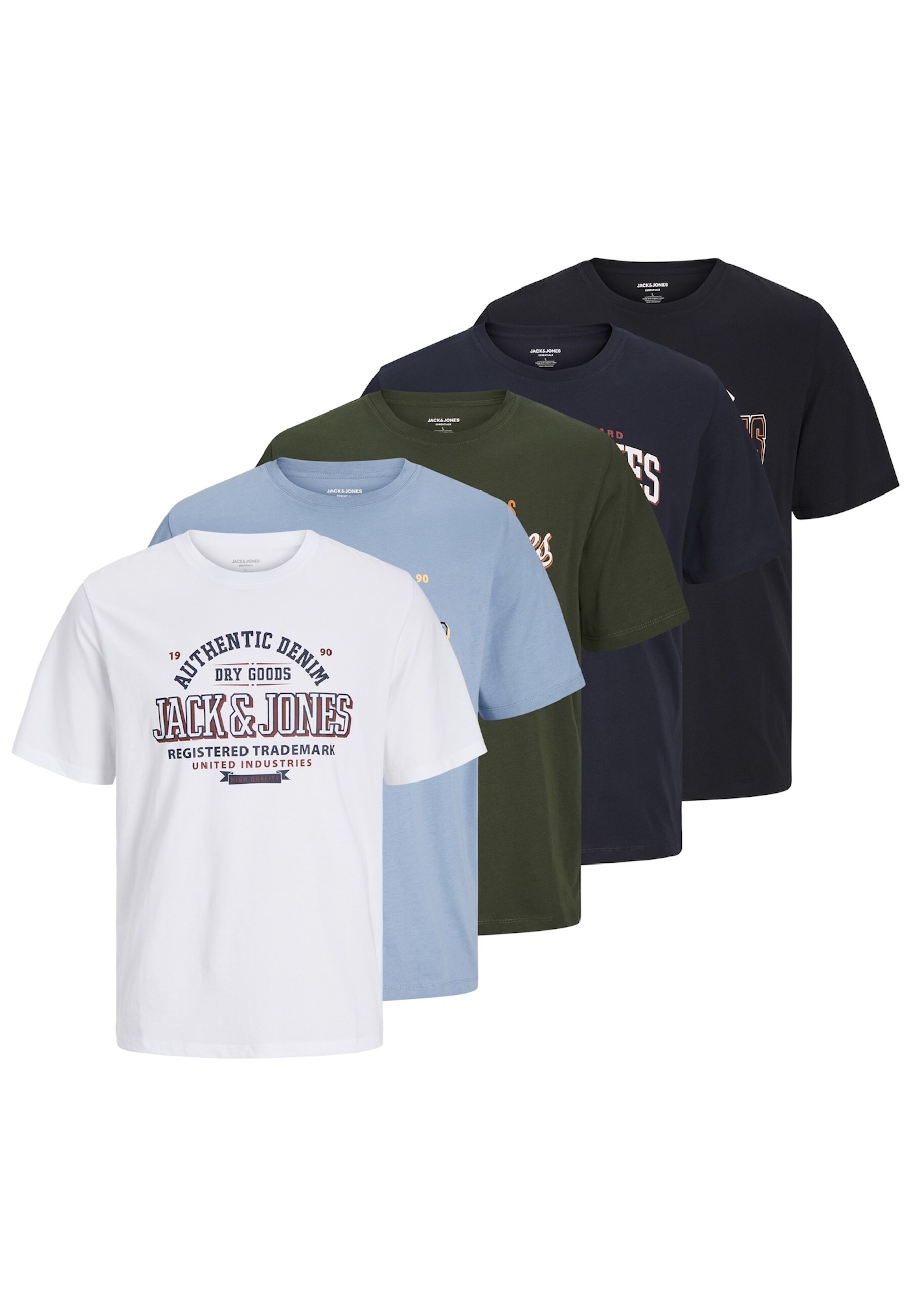 Jack & Jones T-Shirt Logo Kurzarmshirt 5er pack 