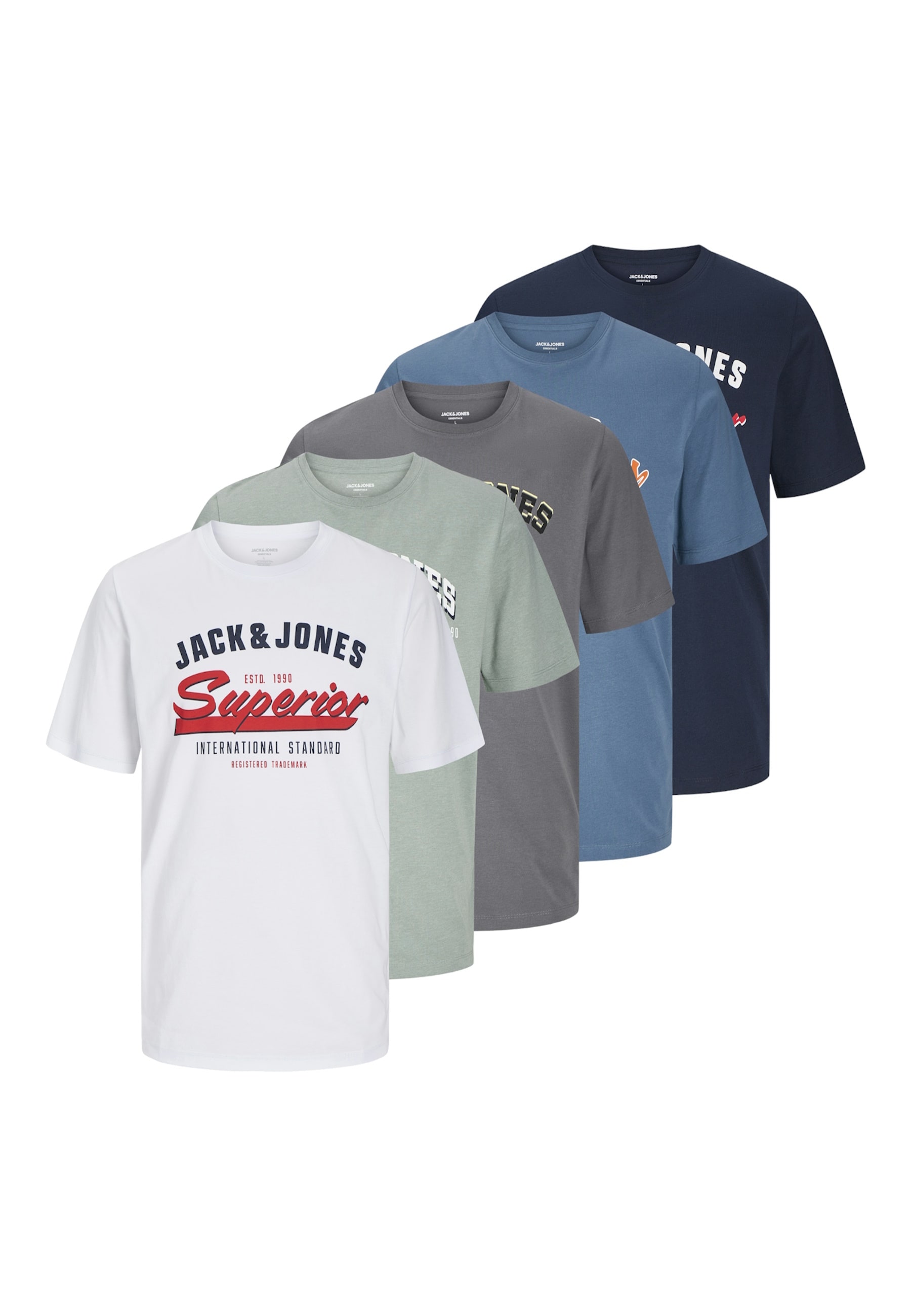 Jack & Jones T-Shirt LOGO Kurzarmshirt 5er Pack 