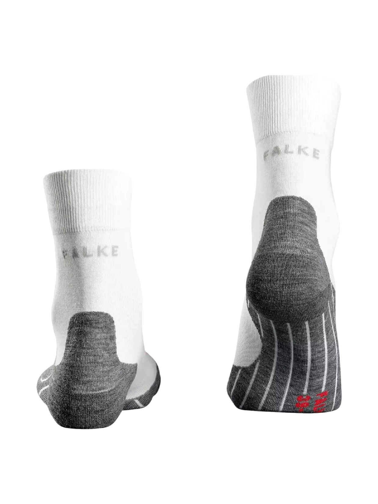 1 Pair White / Grey RU4 Cool Volume Ergonomic Cushioned Crew Running Socks Men's 11-12.5 Mens - Falke