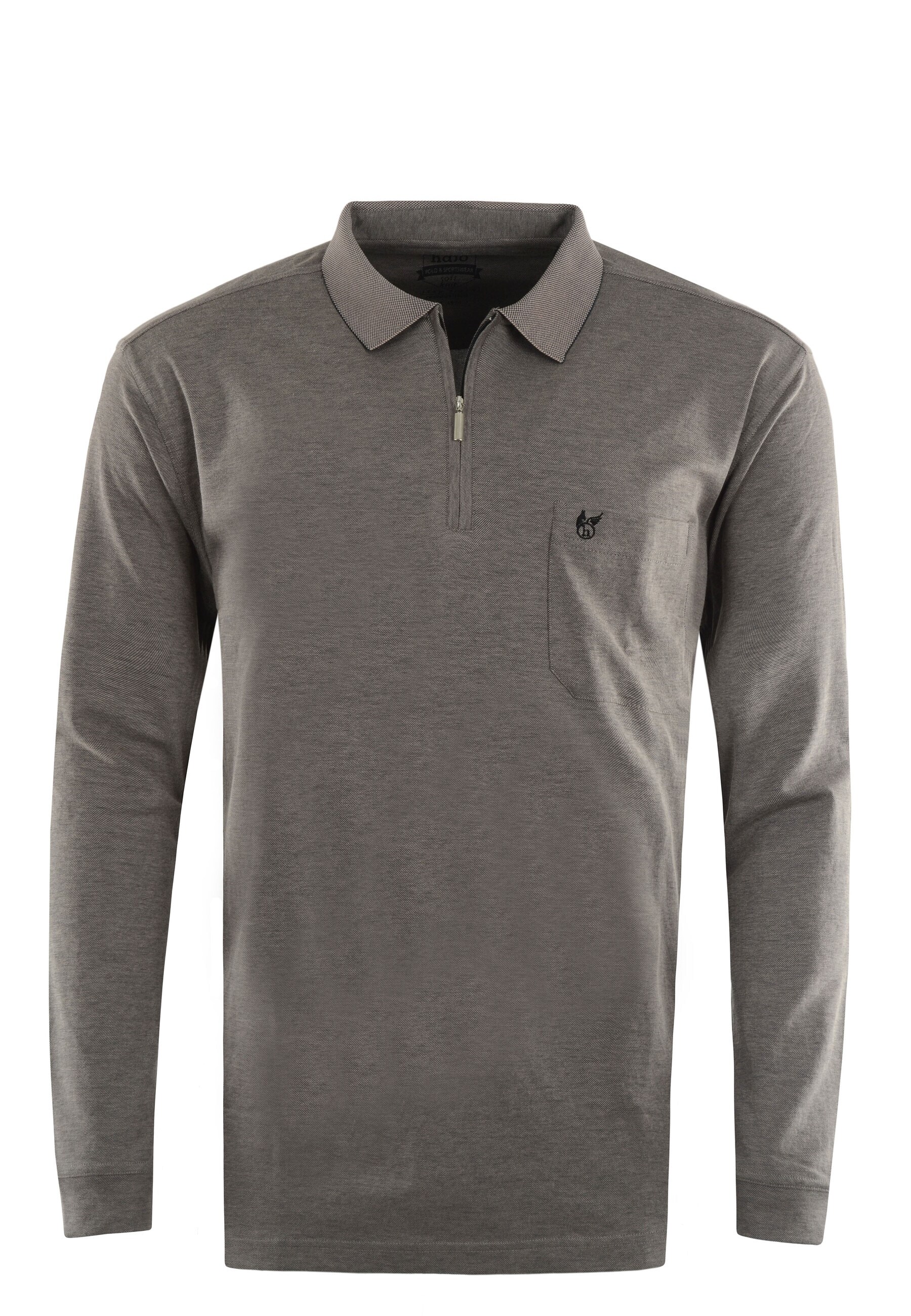 Hajo Shirt Langarm-Poloshirt Softknit mit Rei&szlig;verschluss, Brusttasche und Logo-Stickerei in Comfort Fit 