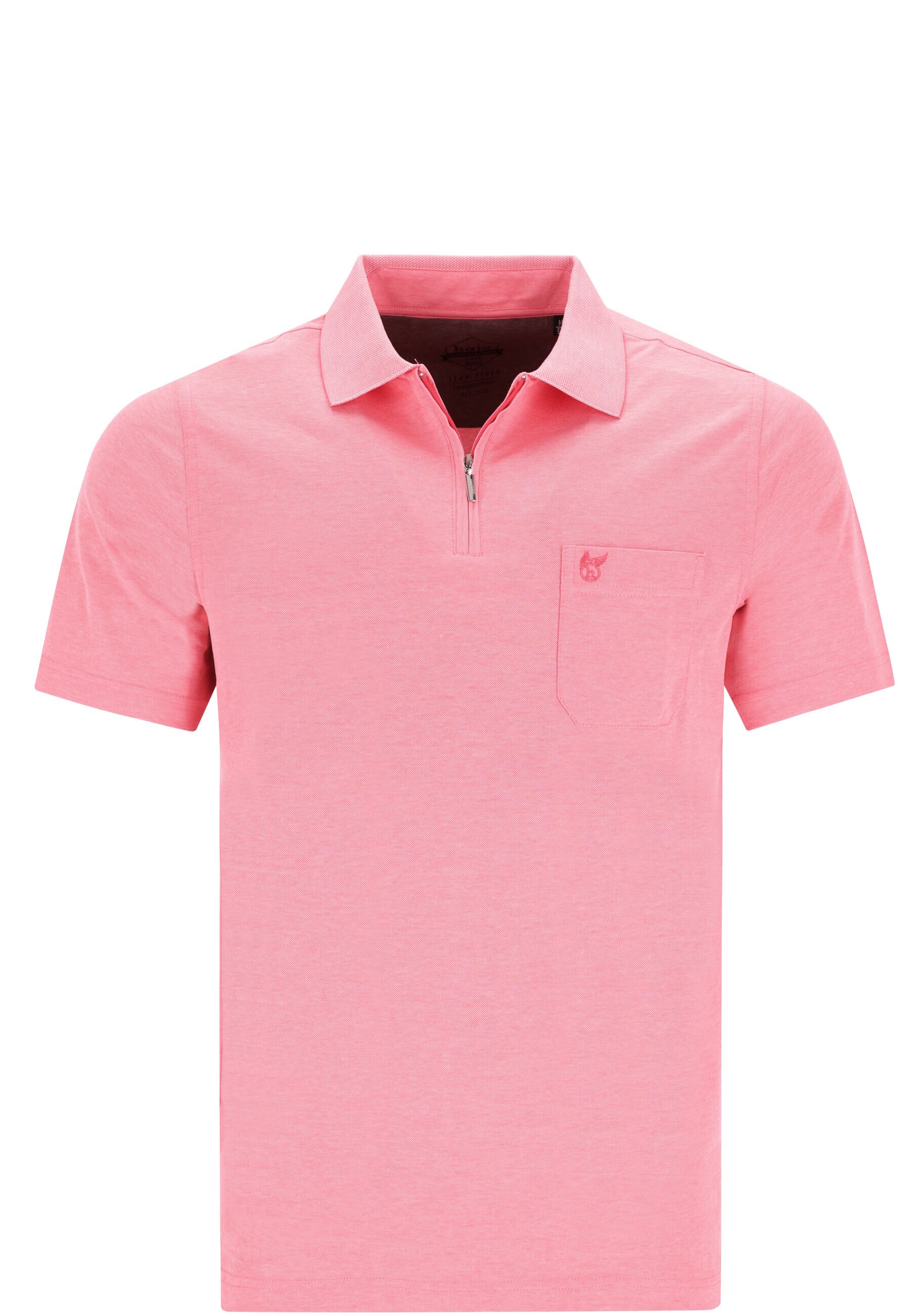 Hajo Shirt Kurzarm-Poloshirt Softknit mit verdecktem Rei&szlig;verschluss und Brusttasche in Regular Fit 