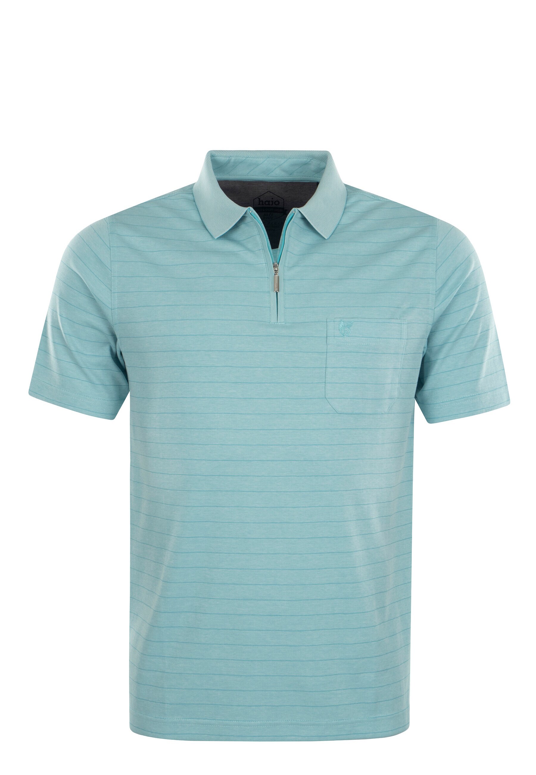 Hajo Shirt Gestreiftes Kurzarm-Poloshirt Softknit mit verdecktem Rei&szlig;verschluss und Brusttasche in Regular Fit 