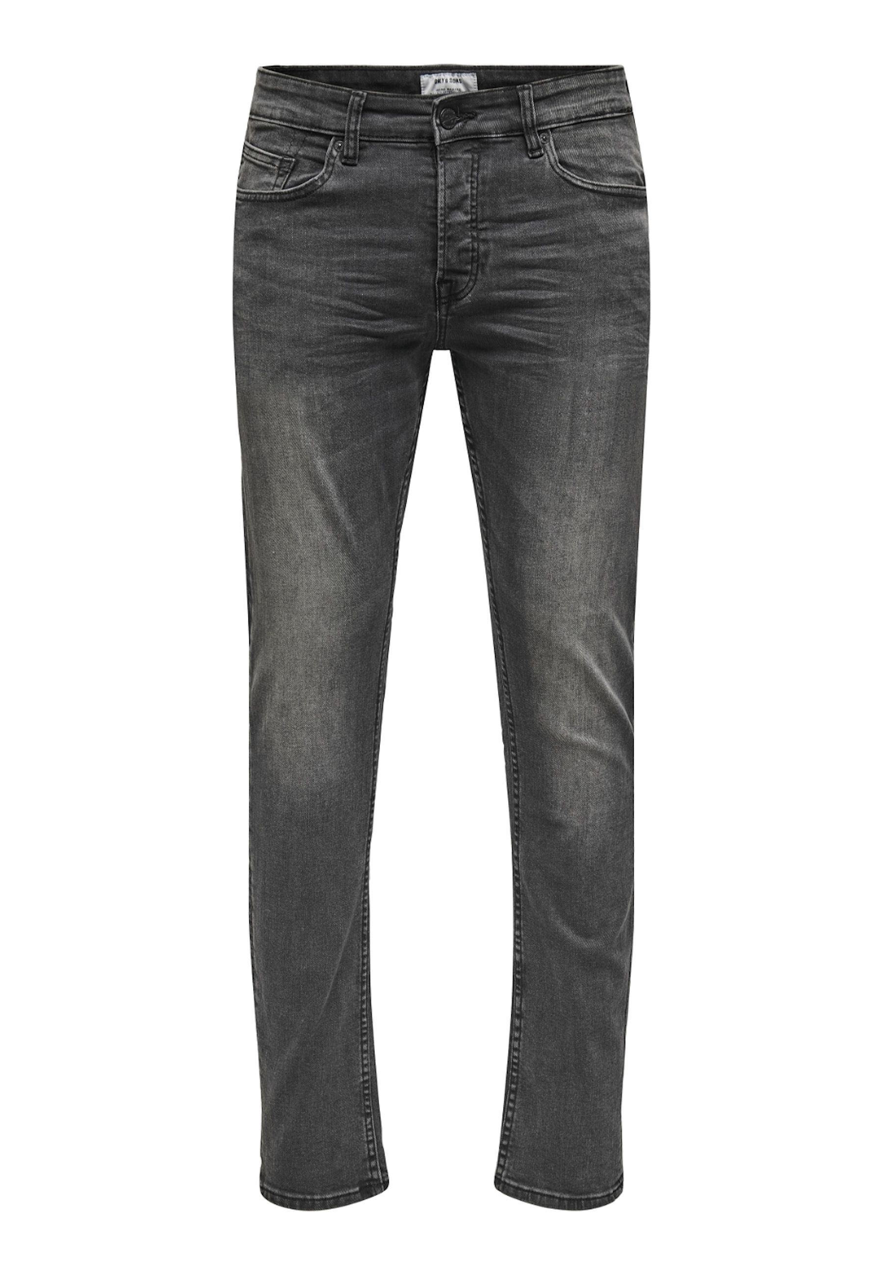 Only & Sons Jeans Slim Loom Black Washed lange Hose 