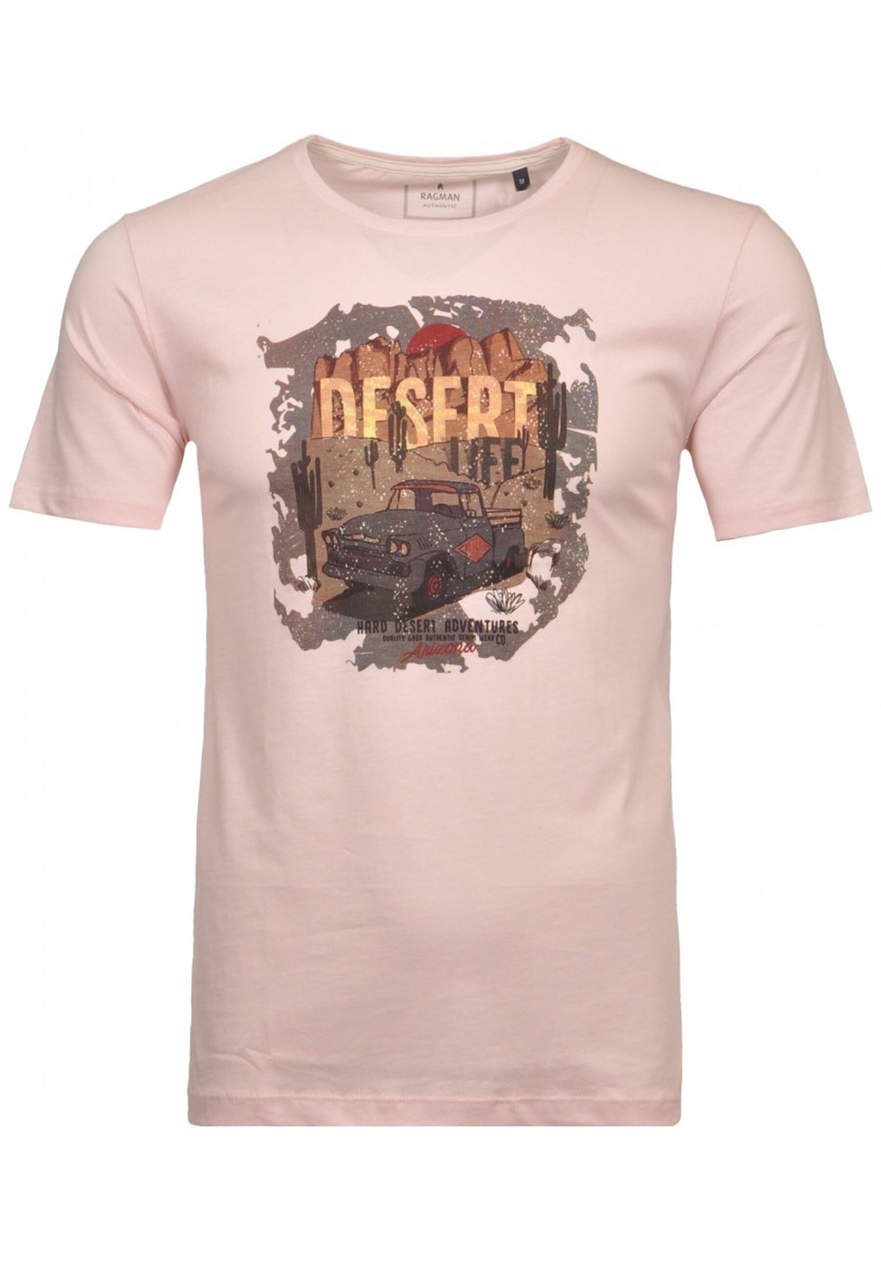 Ragman Shirt Rundhals-T-Shirt aus Baumwolle mit Print 