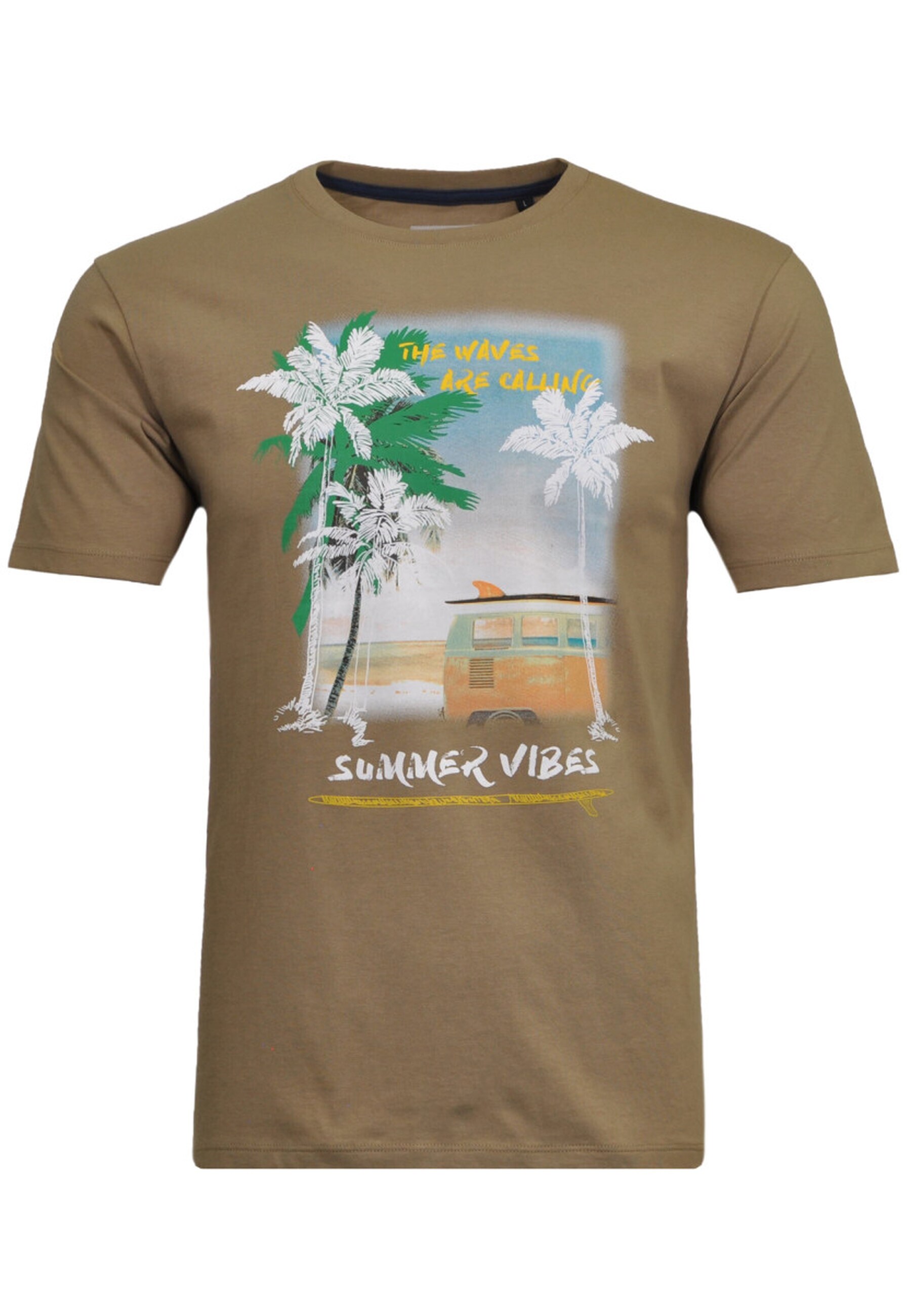 Ragman Shirt Rundhals-T-Shirt aus Baumwolle mit Print 