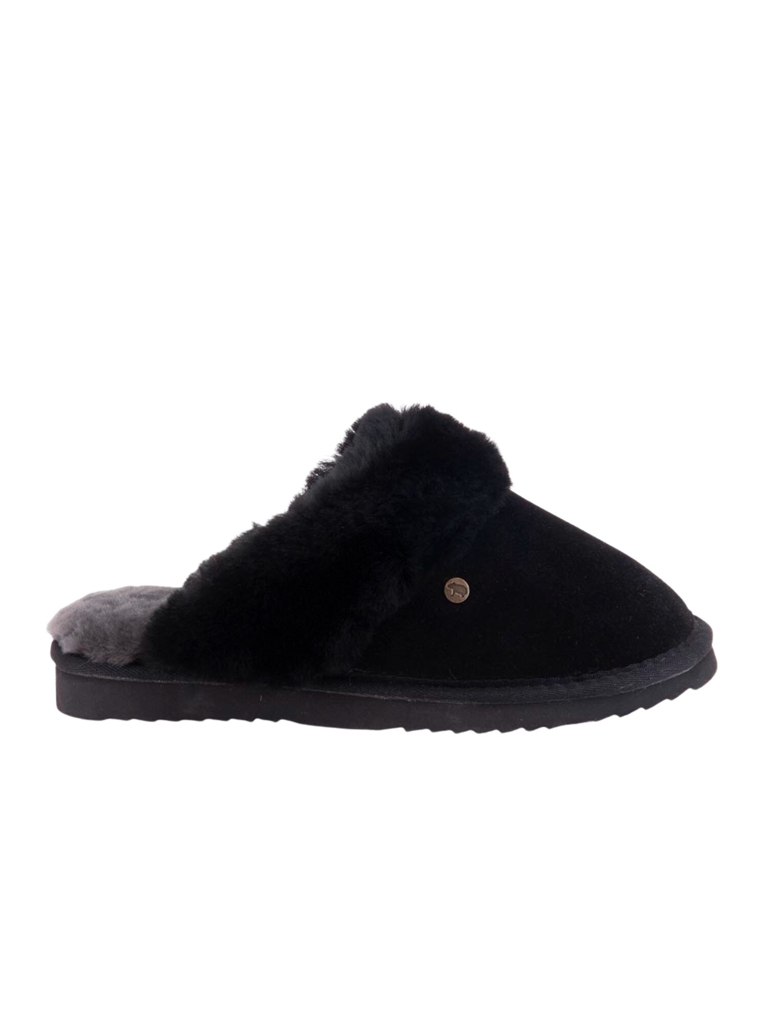 Warmbat Hausschuh Flurry Women Pantoffel Suede Black/Black aus Merino-Schafwolle 