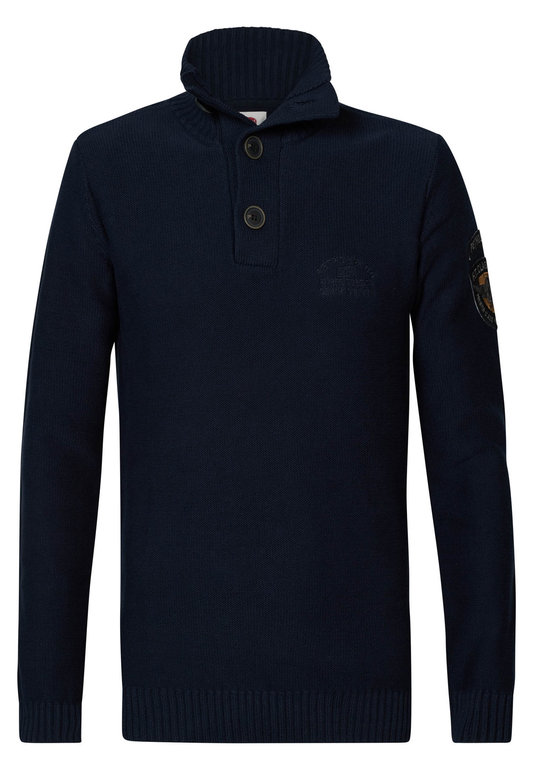 Petrol Industries Pullover Troyerpullover mit Kn&ouml;pfen am Kragen aus reiner Baumwolle 