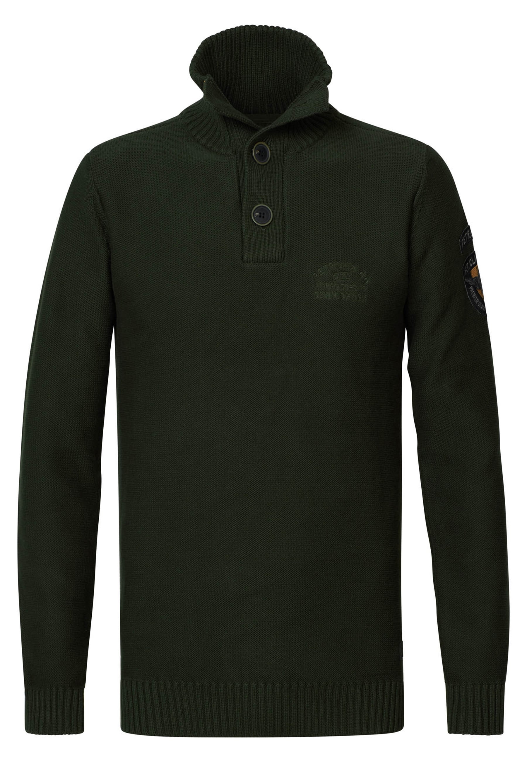 Petrol Industries Pullover Troyerpullover mit Kn&ouml;pfen am Kragen aus reiner Baumwolle 