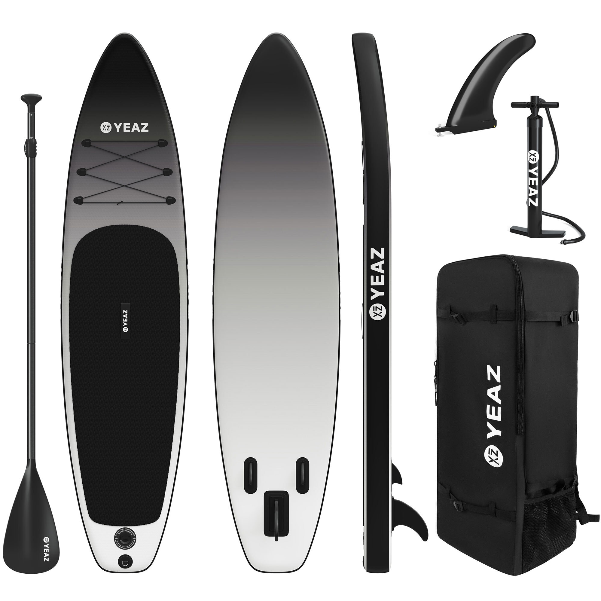 YEAZ SUP Board und Kit BLACK SANDS BEACH - EXOTRACE PRO - SET 