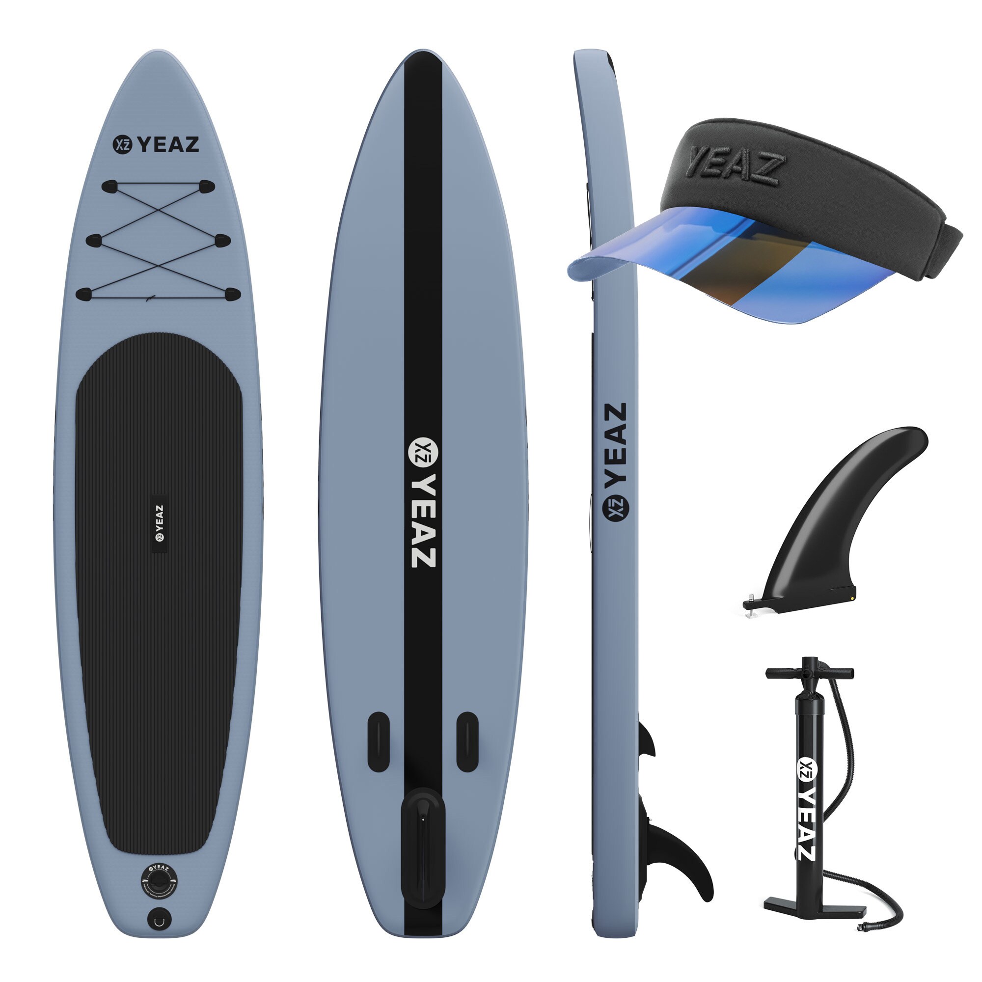 YEAZ Aufblasbares Premium Allround SUP im Riviera-Design mit Sonnenschutz-Visier &ndash; Set f&uuml;r stilvolle Sommerabenteuer SUP Board MARINA EXOTRACE Riviera inkl. ESCAPADE Solar Visor 
