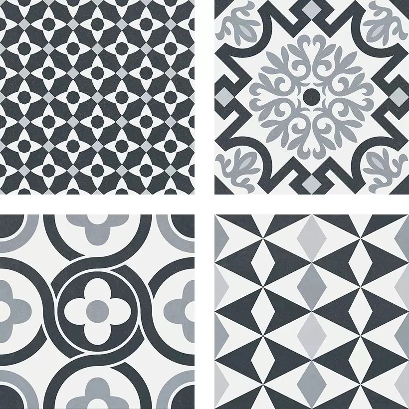 VINTAGE BLACK 16.5 x 16.5 Feinsteinzeug Wand- und Bodenfliese 