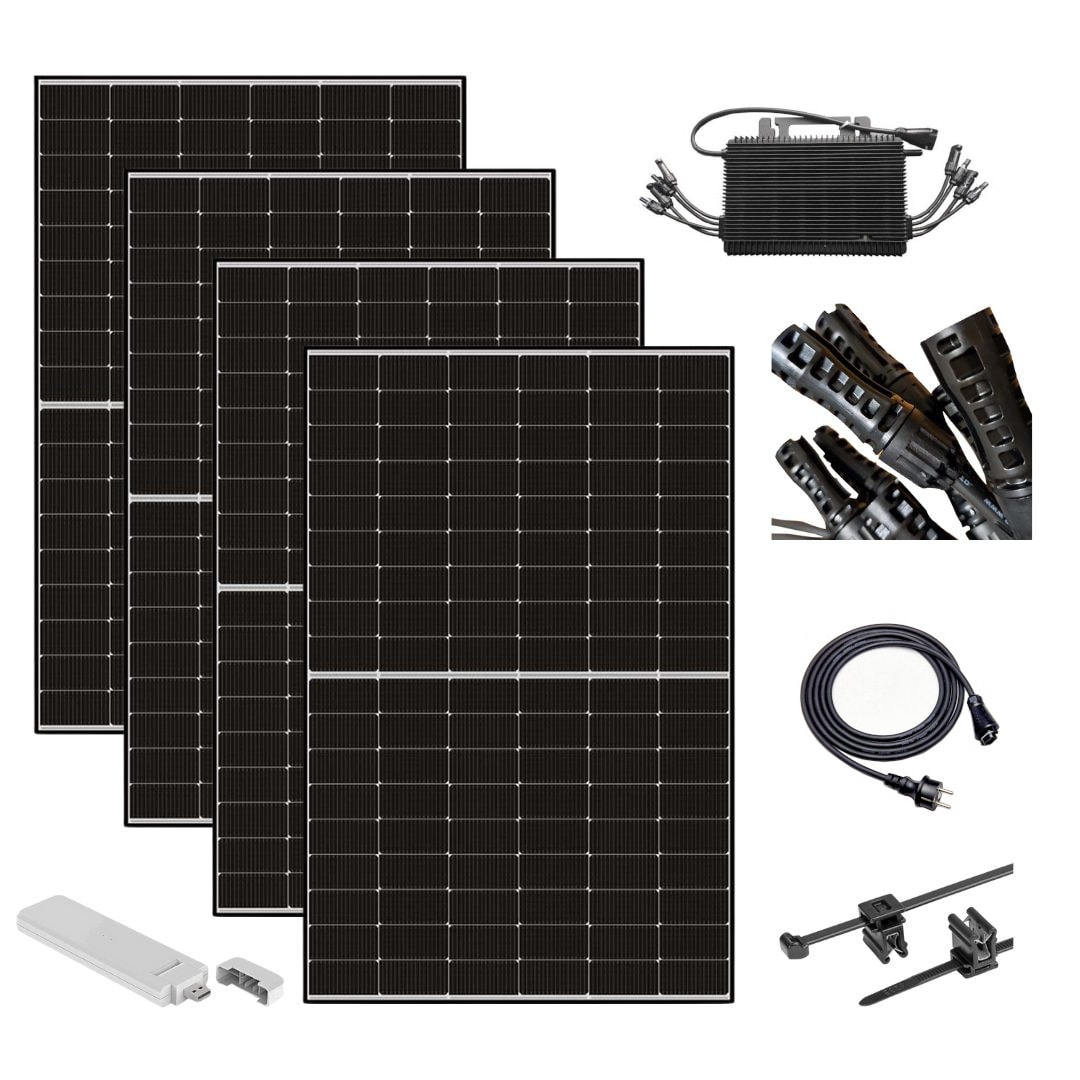 Balkonkraftwerk 1600W mit 4 PV Modulen JA Solar und Hoymiles 