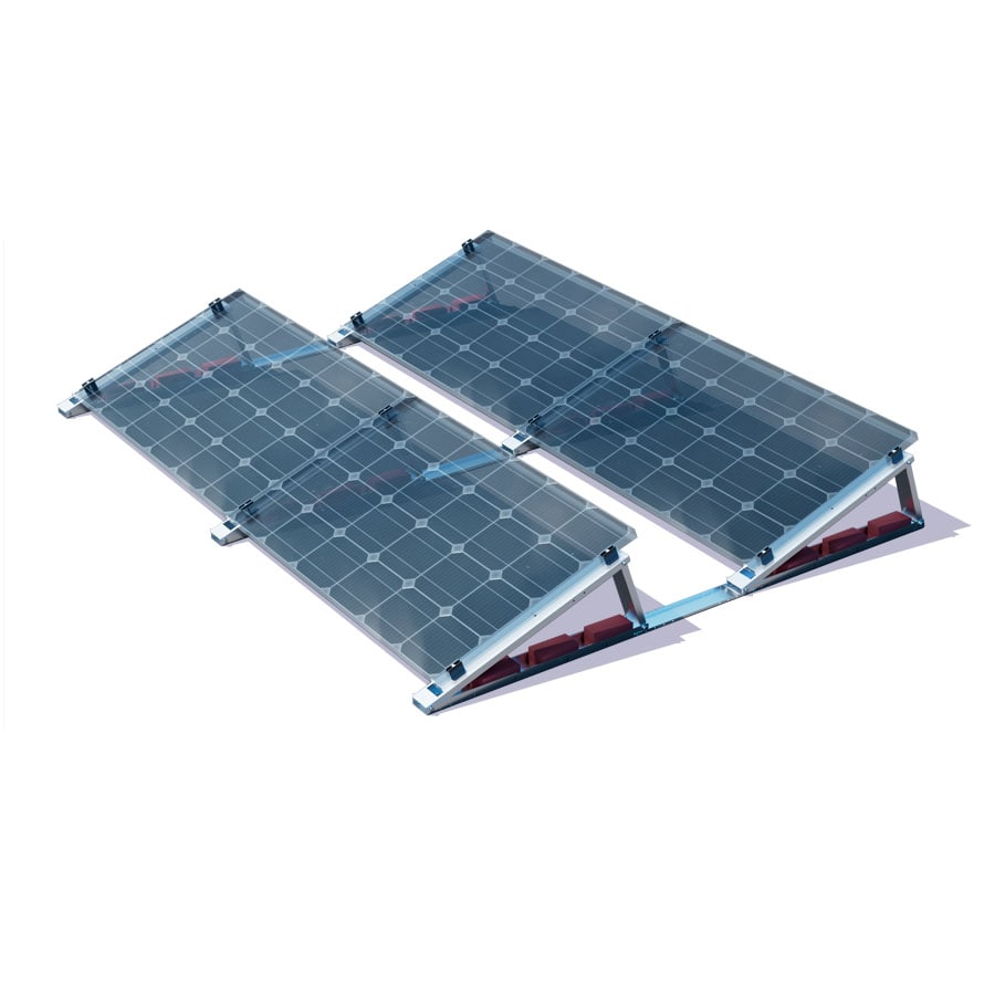 Flachdach-Aufst&auml;nderung &ndash; &bdquo;Flat-Flex&ldquo;-Set &ndash; f&uuml;r 2 x 2 PV-Module (hintereinander) 