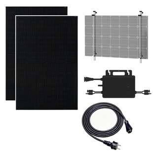 Balkonkraftwerk 800W - Hoymiles und 2x JA Solar Full Black Balkonkhalterung Set 