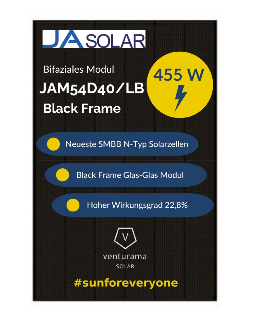 JAM54D 455W Black Frame – Bifaziale Module