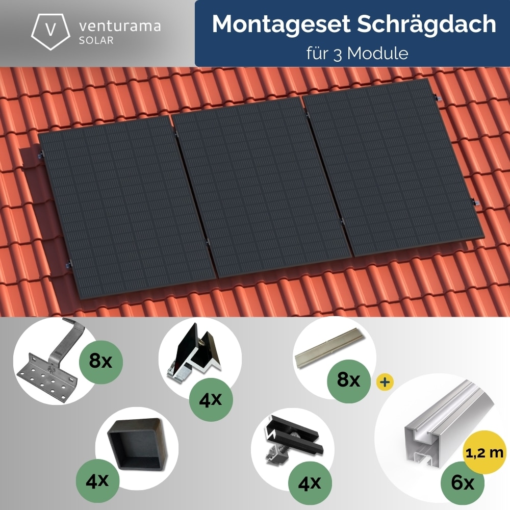 Montageset PremiumLine Schr&auml;gdach f&uuml;r 3 Module 