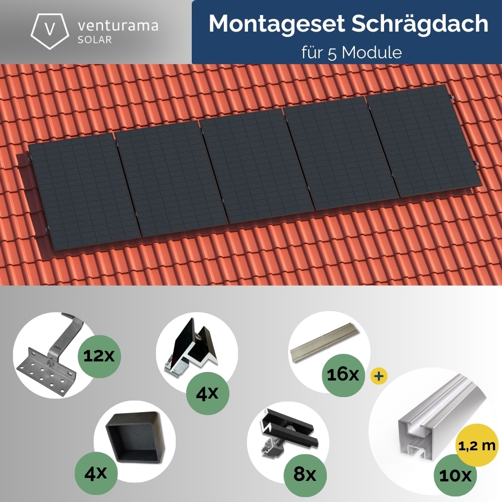 Montageset PremiumLine Schr&auml;gdach f&uuml;r 5 Module 
