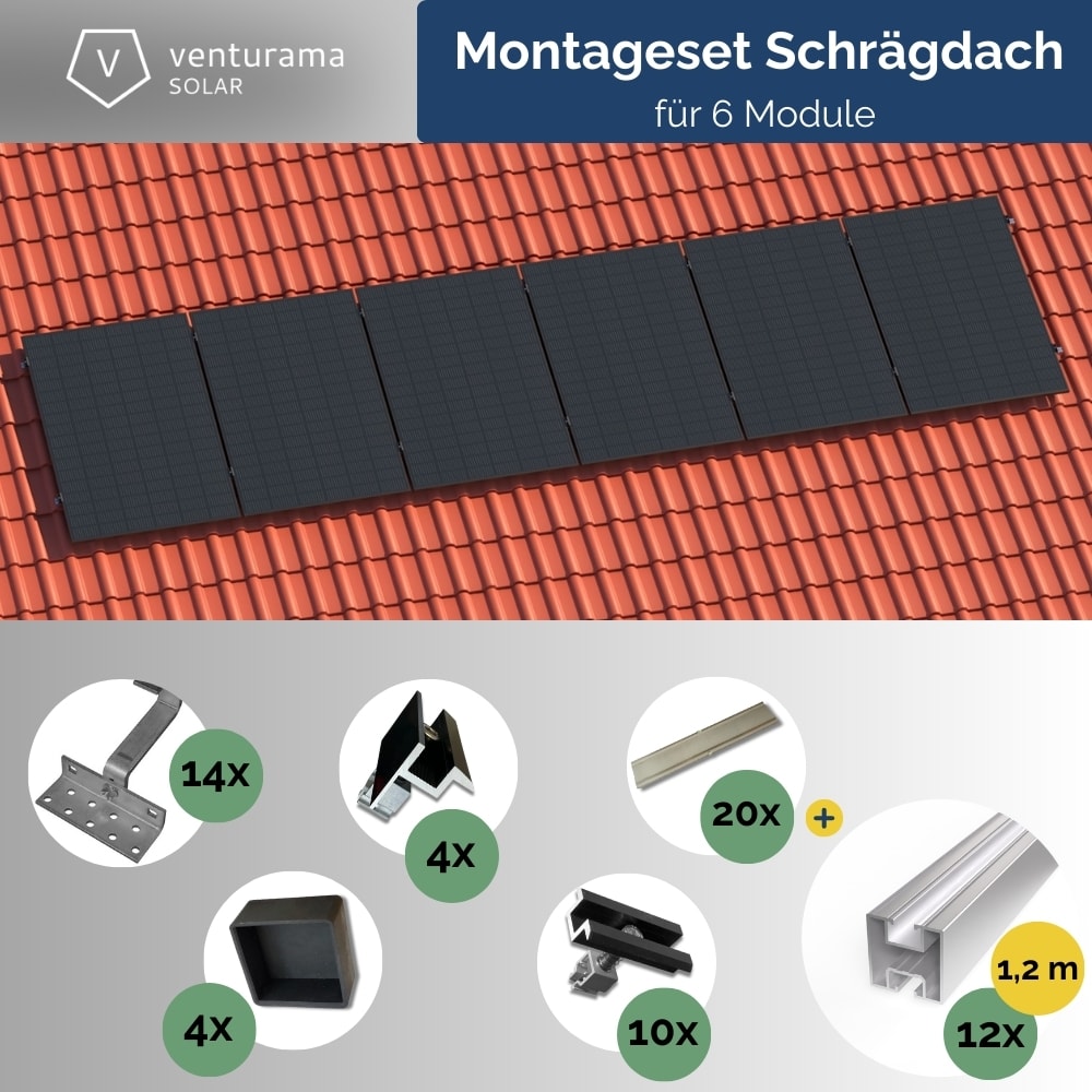 Montageset PremiumLine Schr&auml;gdach f&uuml;r 6 Module 