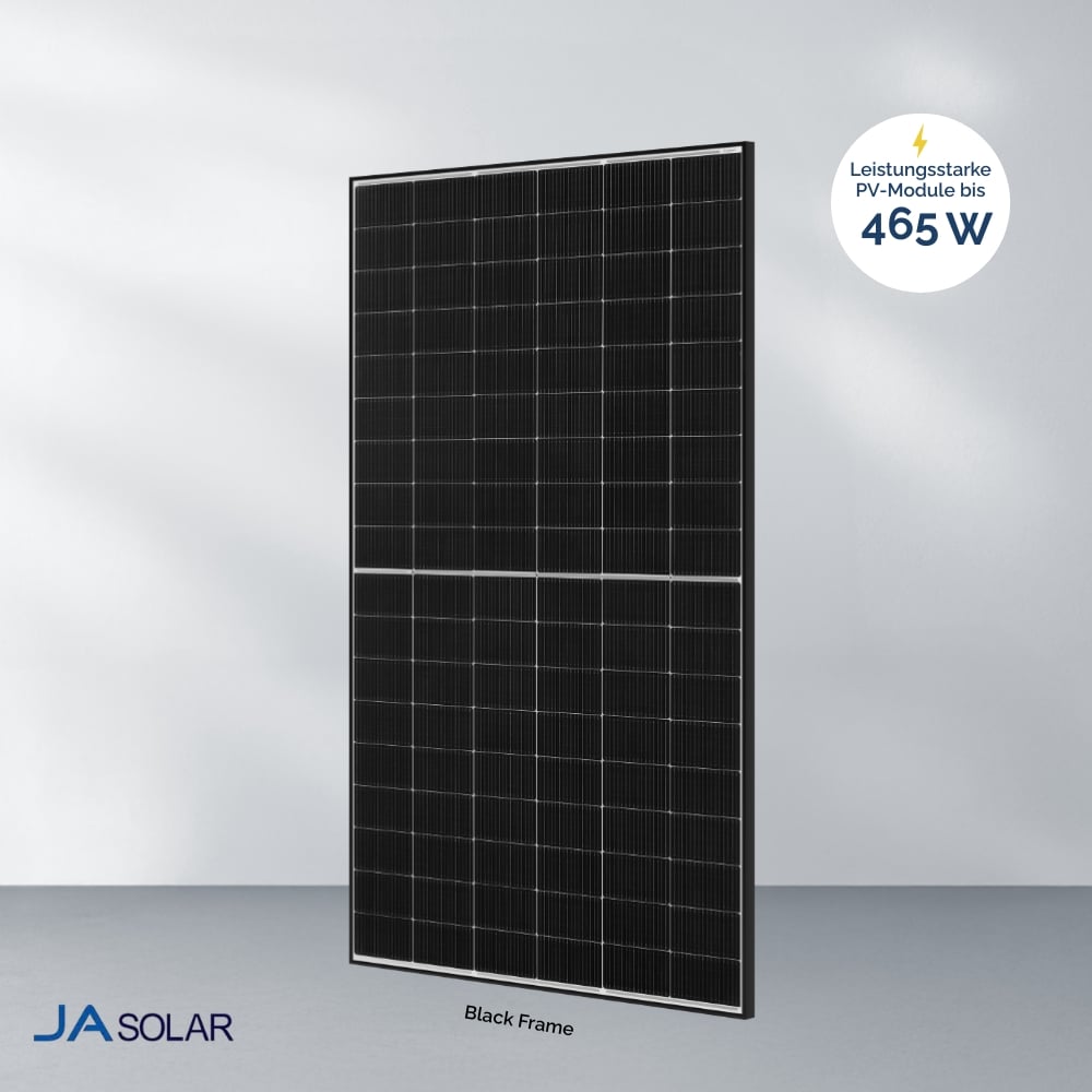 JA Solar 465W bifazial Glas-Glas JAM54D40 LB Black Frame Solarmodul 