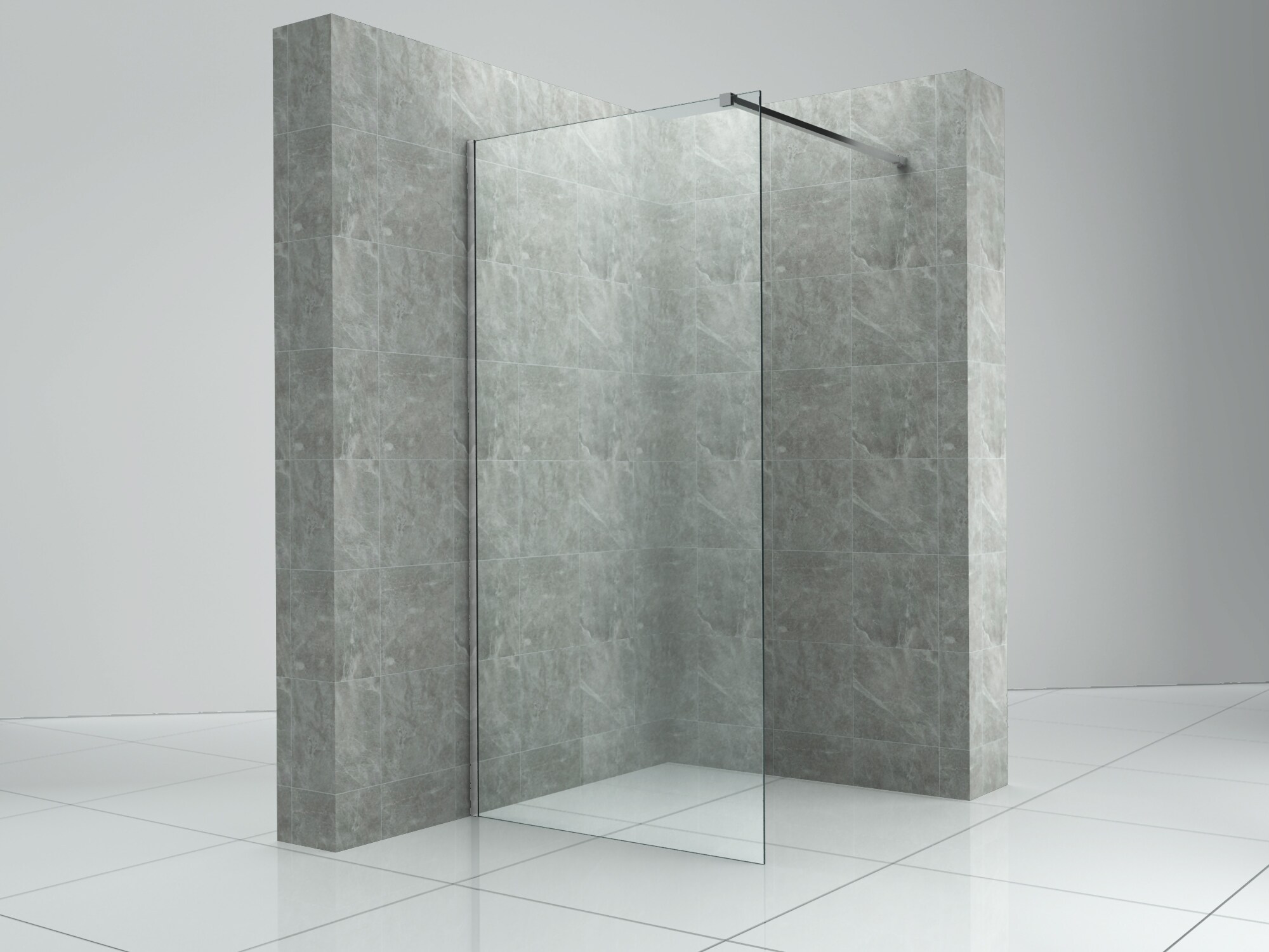 Fa-Bausysteme Walk-In Glasdusche Klarglas Halterung: Chrome 900 mm 