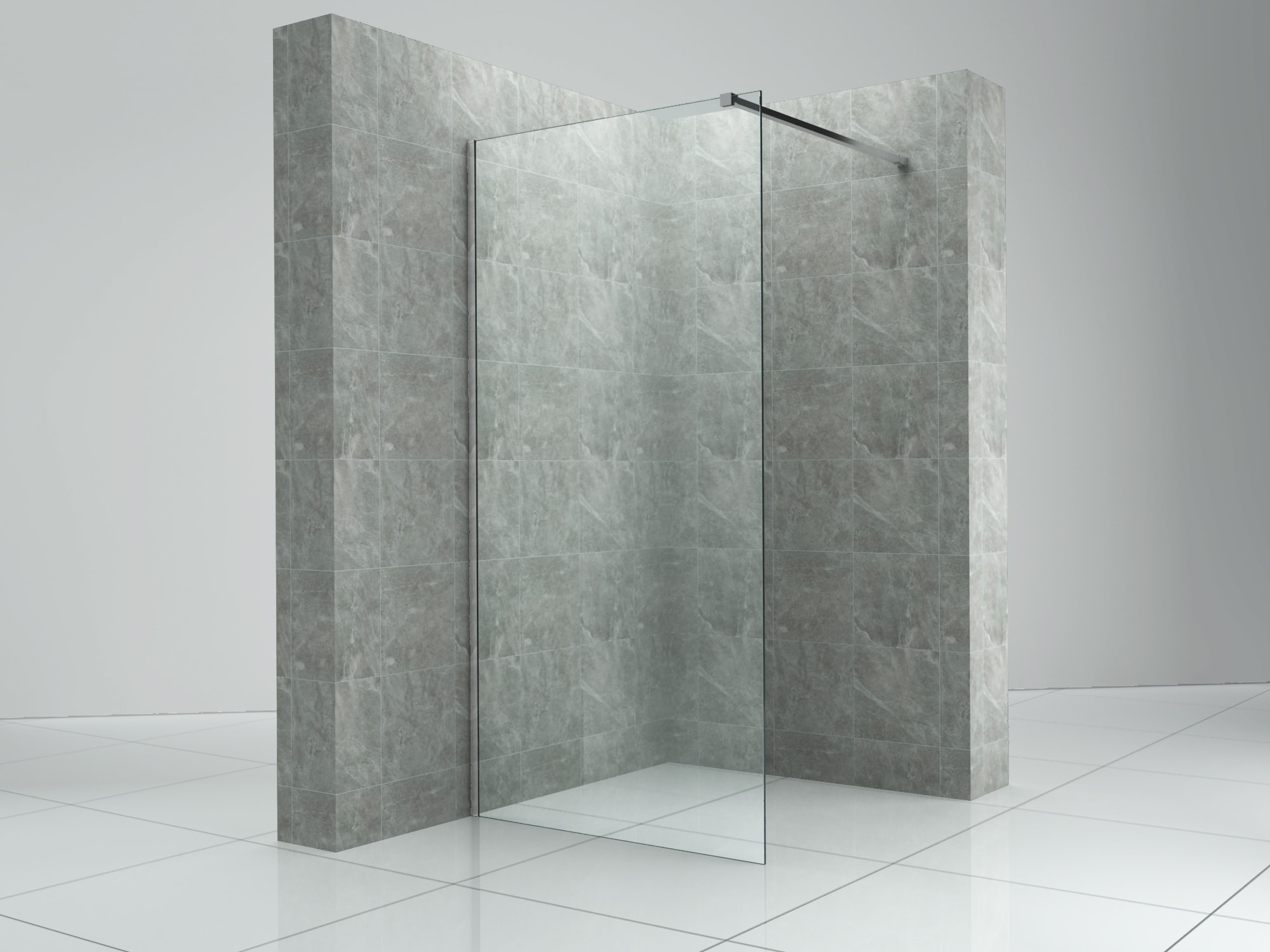 Fa-Bausysteme Walk-In Glasdusche Klarglas Halterung: Chrome 1300 mm 