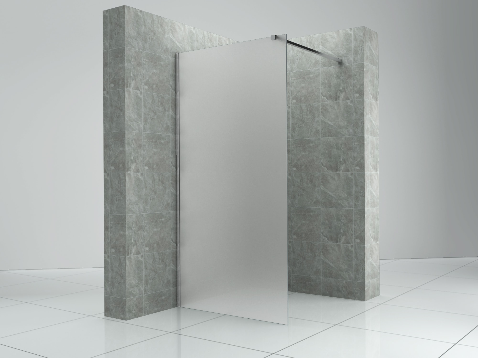 Fa-Bausysteme Walk-In Glasdusche Milchglas Halterung: Chrome 1100 mm 