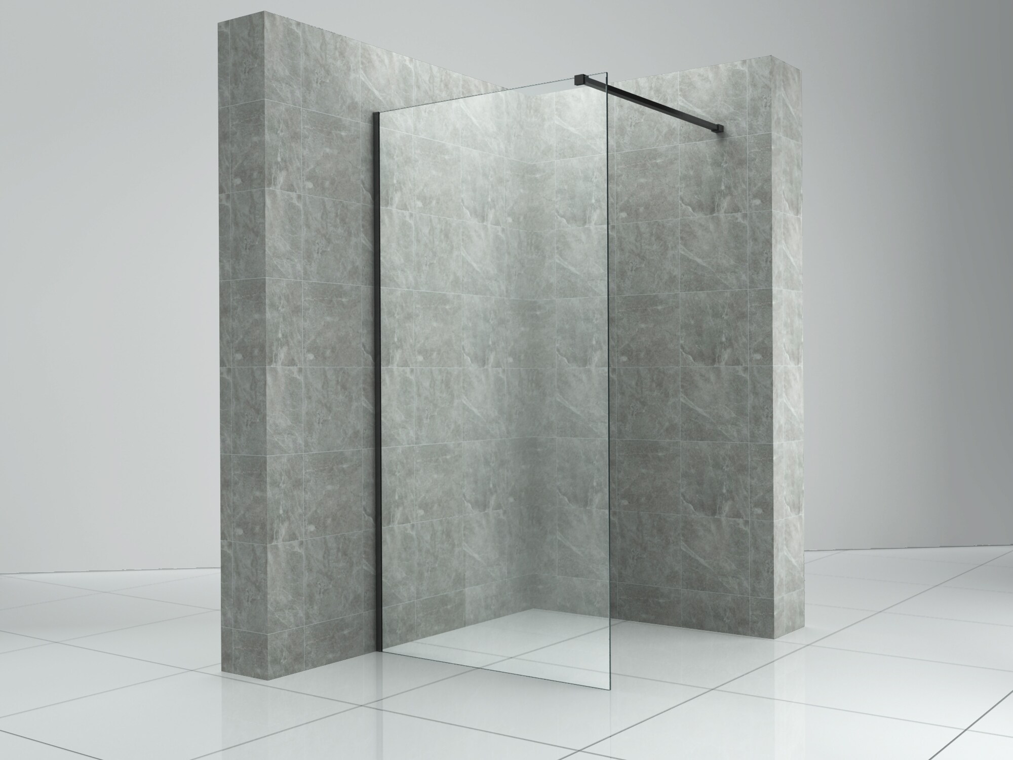 Fa-Bausysteme Walk-In Glasdusche Klarglas Halterung: Schwarz 1000 mm 