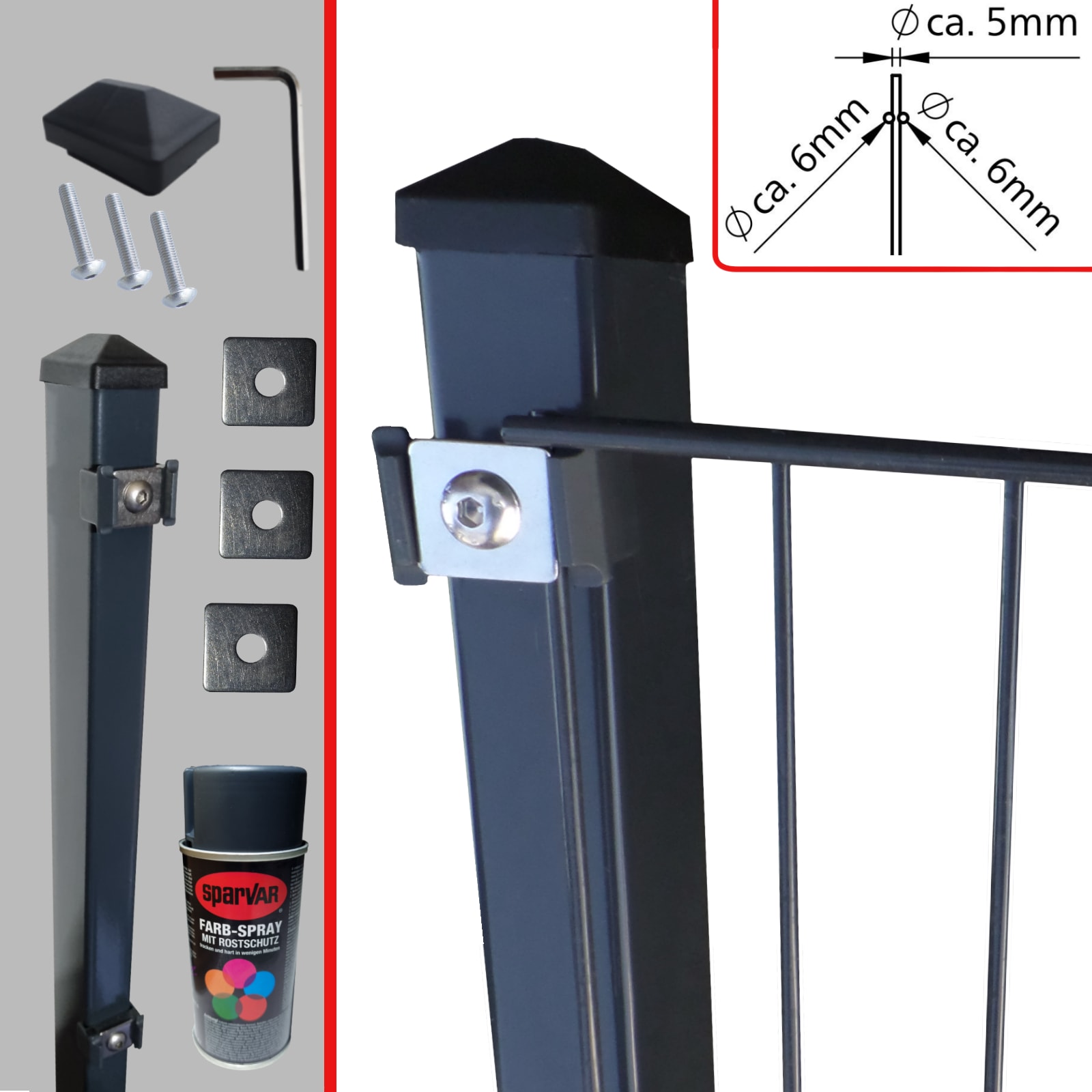 Fa-Bausysteme Doppelstabzaun Anthrazit  6-5-6 Pl&auml;ttchen 1230 mm 20 m 