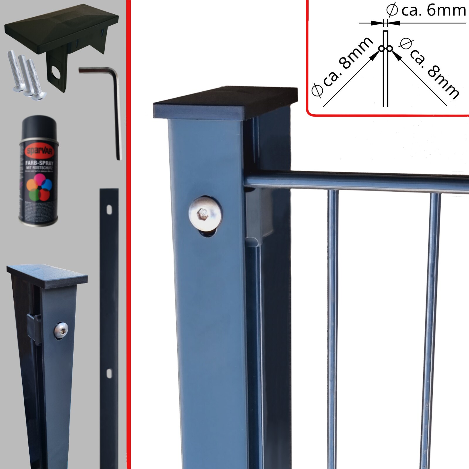 Fa-Bausysteme Doppelstabzaun Anthrazit  8-6-8 Leiste 1830 mm 5 m 