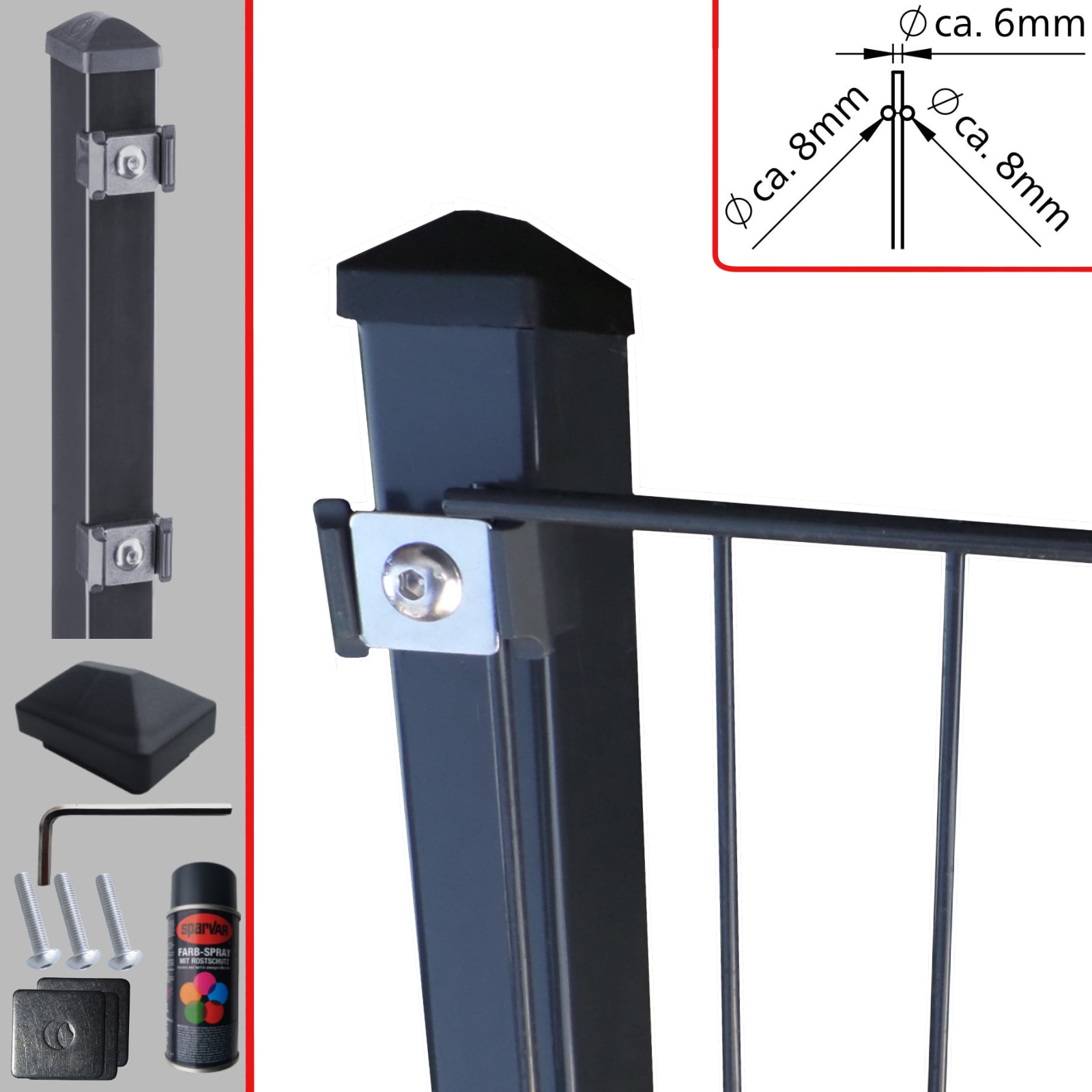 Fa-Bausysteme Doppelstabzaun Anthrazit  8-6-8 Pl&auml;ttchen 1430 mm 2,5 m 