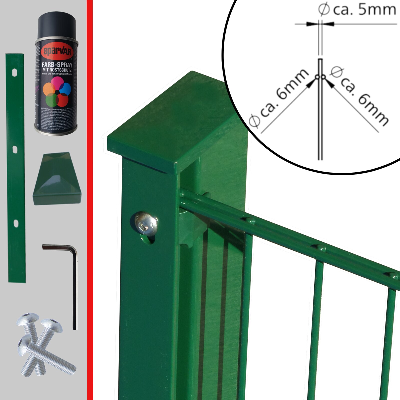 Fa-Bausysteme Doppelstabzaun Moosgr&uuml;n  6-5-6 Leiste 2030 mm 2,5 m 