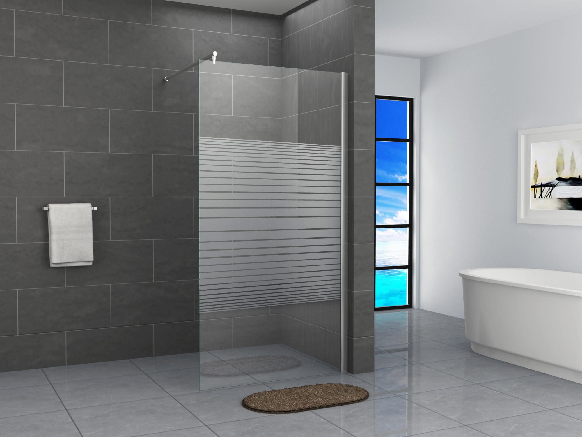Fa-Bausysteme Walk-In Glas Dusche Gestreift 90 cm 