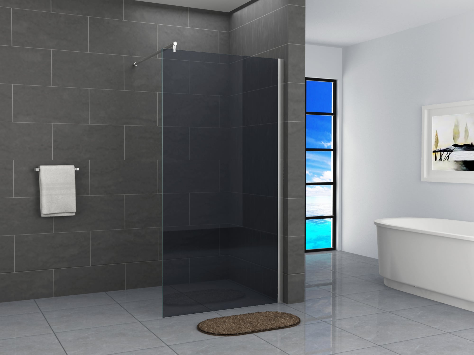 Fa-Bausysteme Walk-In Glas Dusche Grauglas 140 cm 