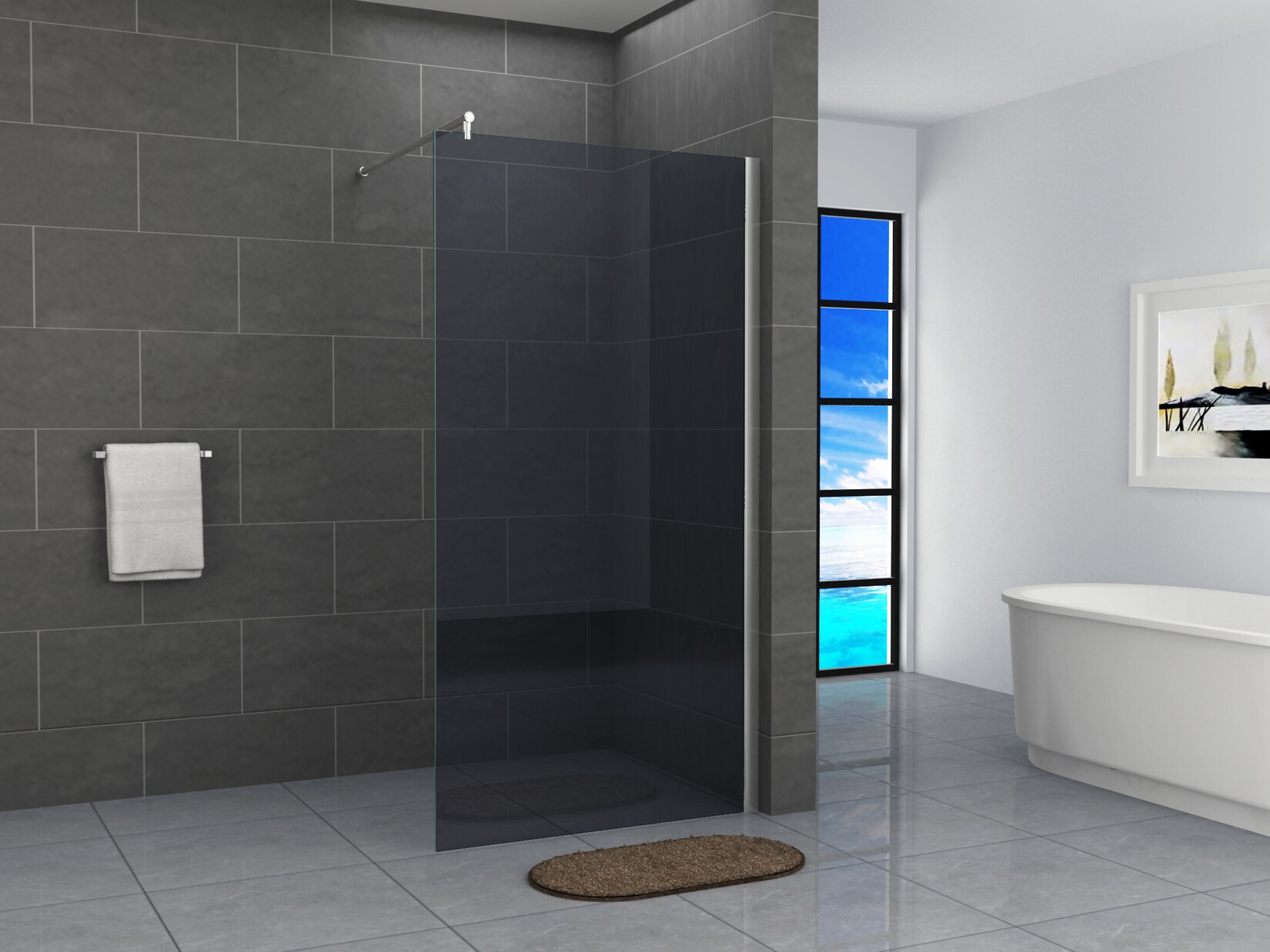 Fa-Bausysteme Walk-In Glas Dusche Grauglas 80 cm Image