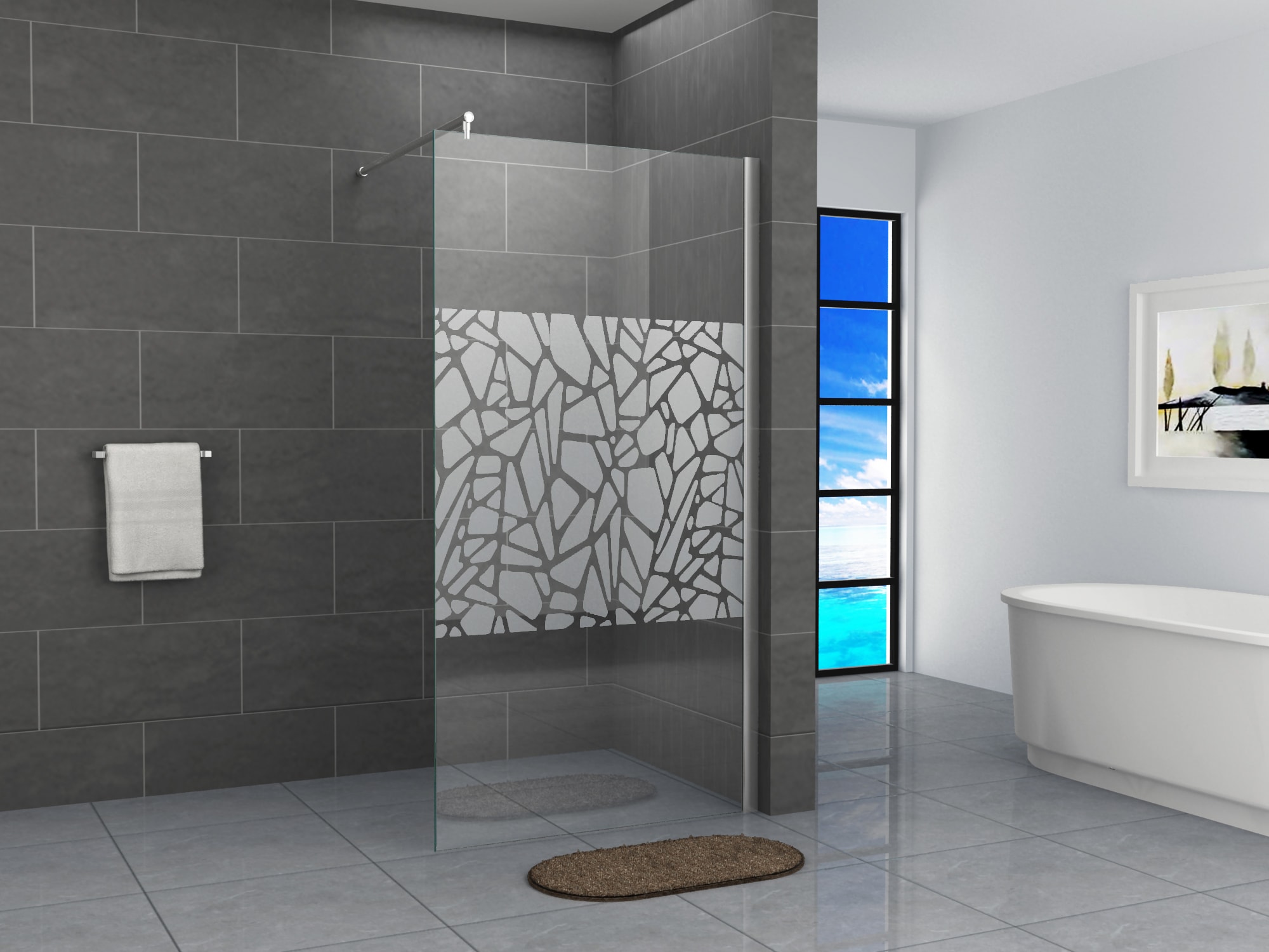 Fa-Bausysteme Walk-In Glas Dusche Scherben 130 cm 