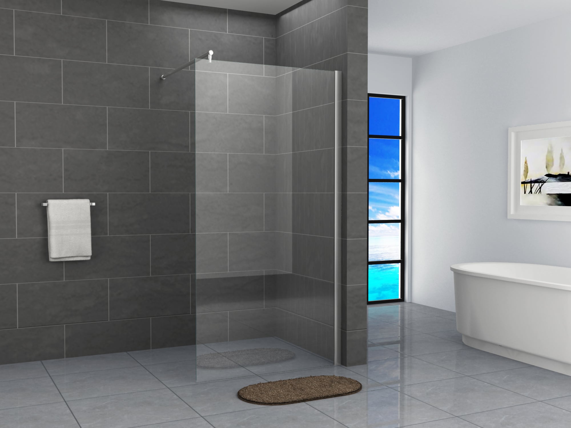 Fa-Bausysteme Walk-In Glas Dusche Klarglas 120 cm 