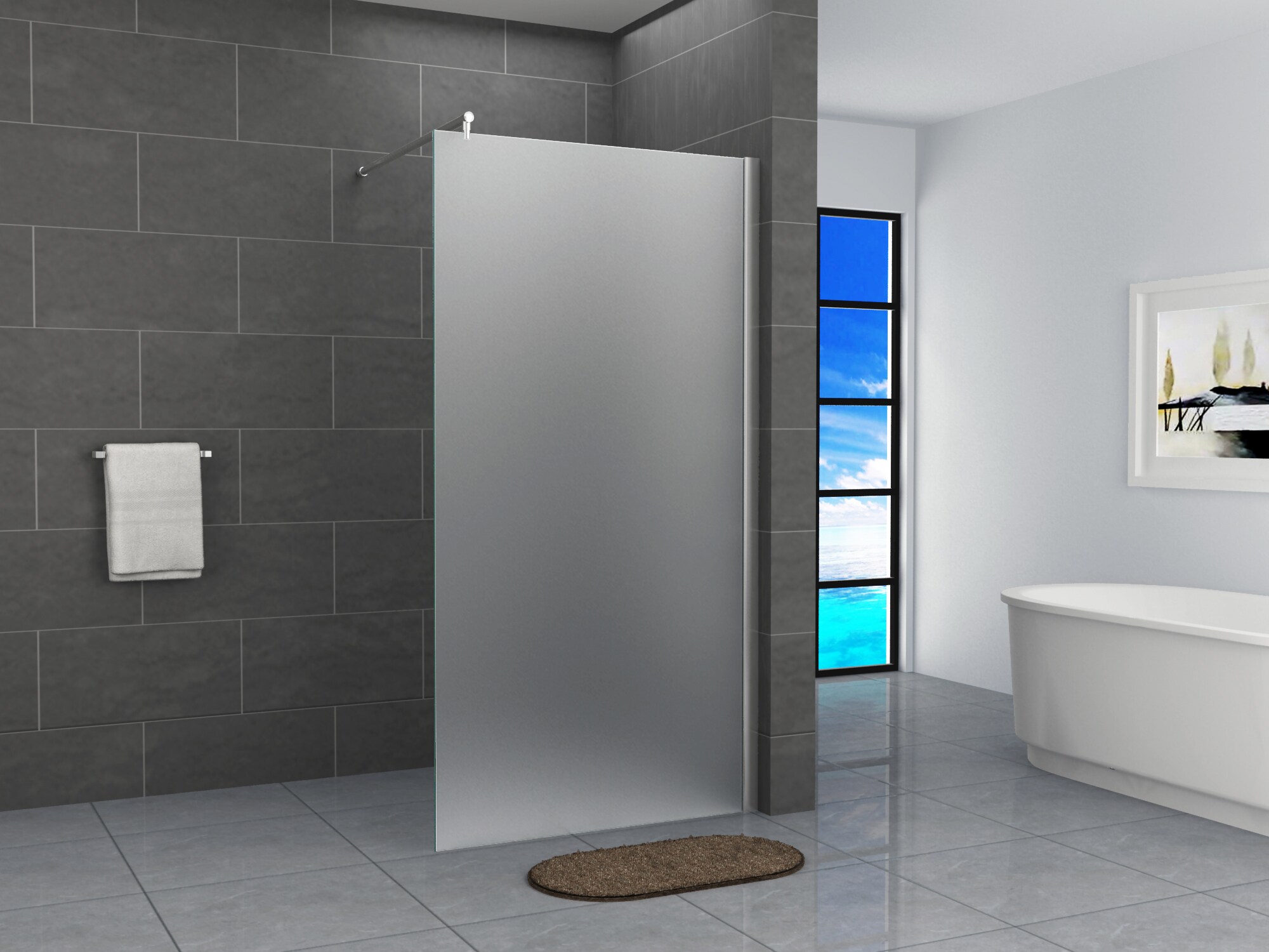 Fa-Bausysteme Walk-In Glas Dusche Vollsatiniert 140 cm 