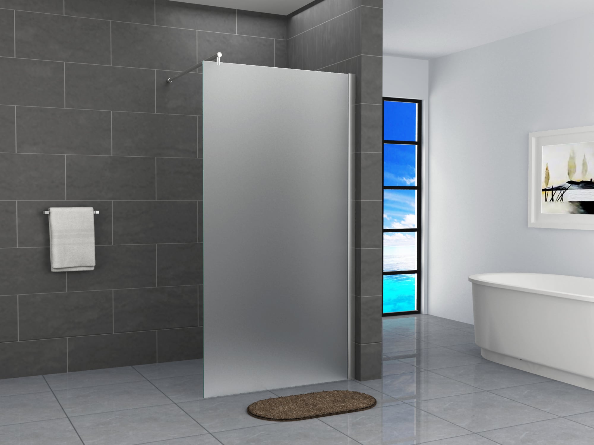 Fa-Bausysteme Walk-In Glas Dusche Vollsatiniert 60 cm 