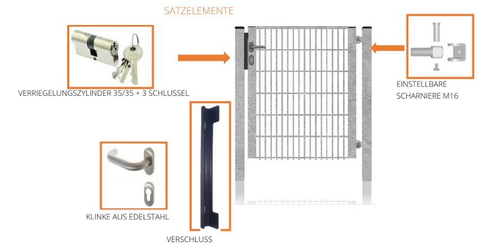 Fa-Bausysteme Gartentor halb Rahmen Verzinkt 920 x 1200 mm 