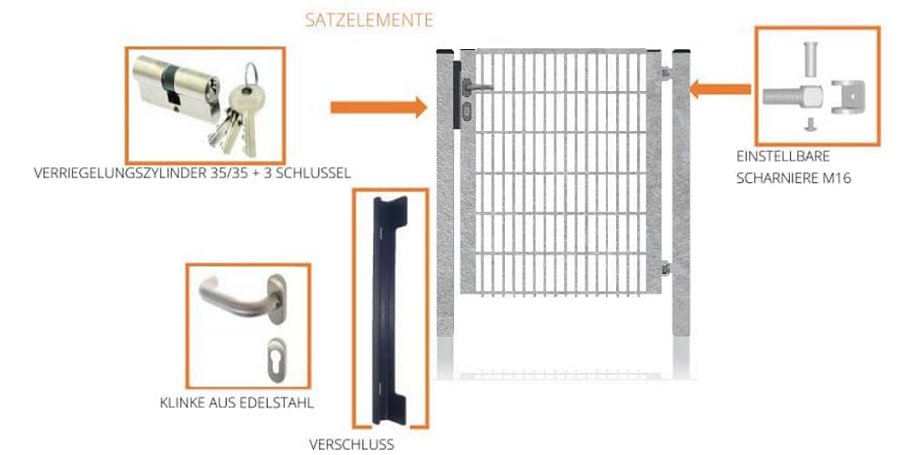 Fa-Bausysteme Gartentor halb Rahmen Verzinkt 920 x 1400 mm 