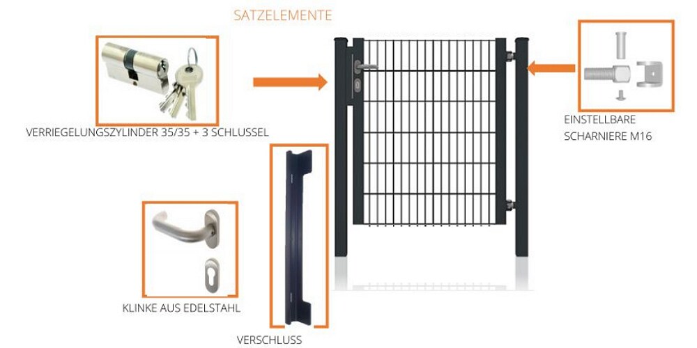 Fa-Bausysteme Gartentor halb Rahmen Anthrazit 920 x 2000 mm 