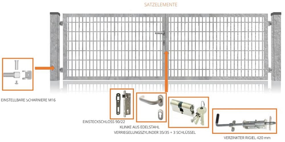 Fa-Bausysteme Doppelflügeltor Verzinkt 3000 x 1200 mm